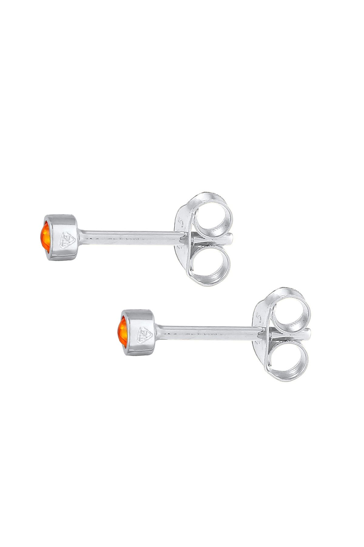 ELLI-Ohrringe Stecker Rund Opal Sentetik Turuncu 925 Gümüş 3