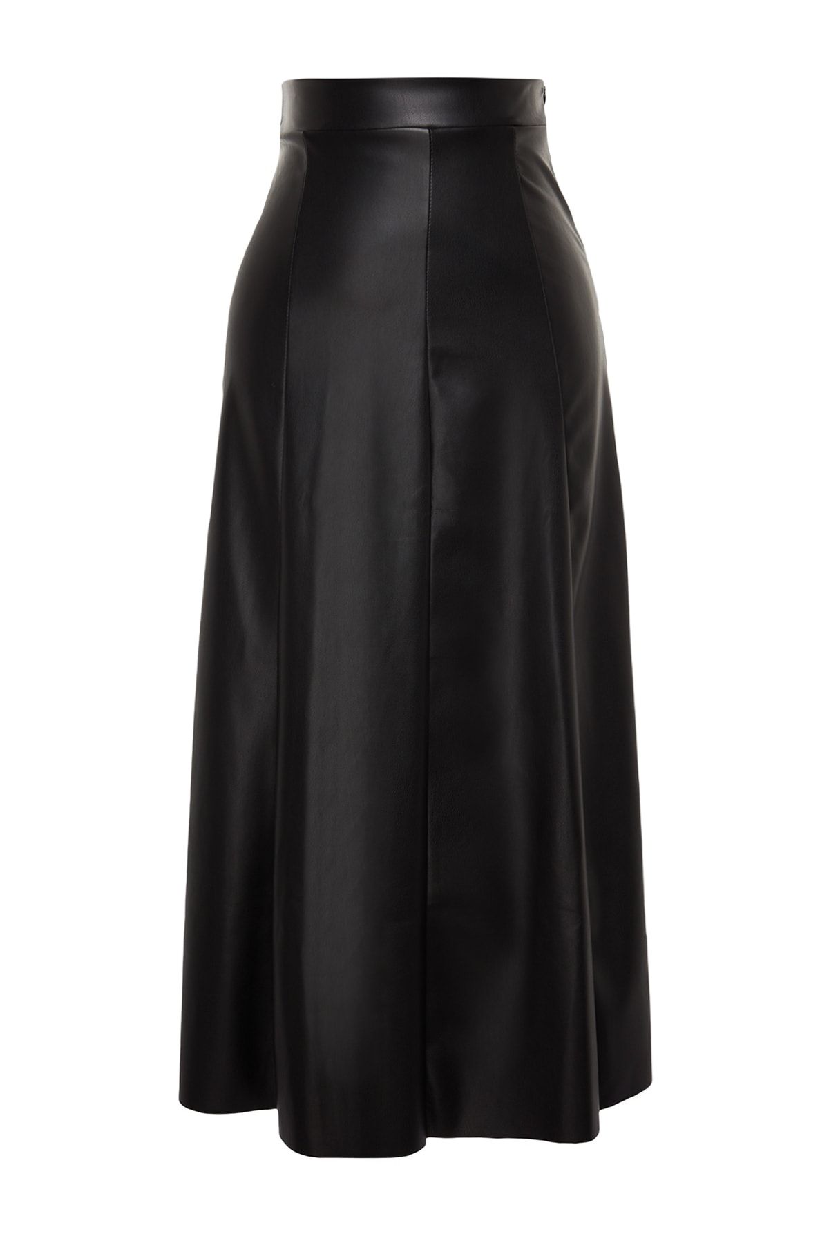 Trendyol Collection-Fustă maxi cu talie inalta neagră din imitatie piele TWOAW24ET00151 8