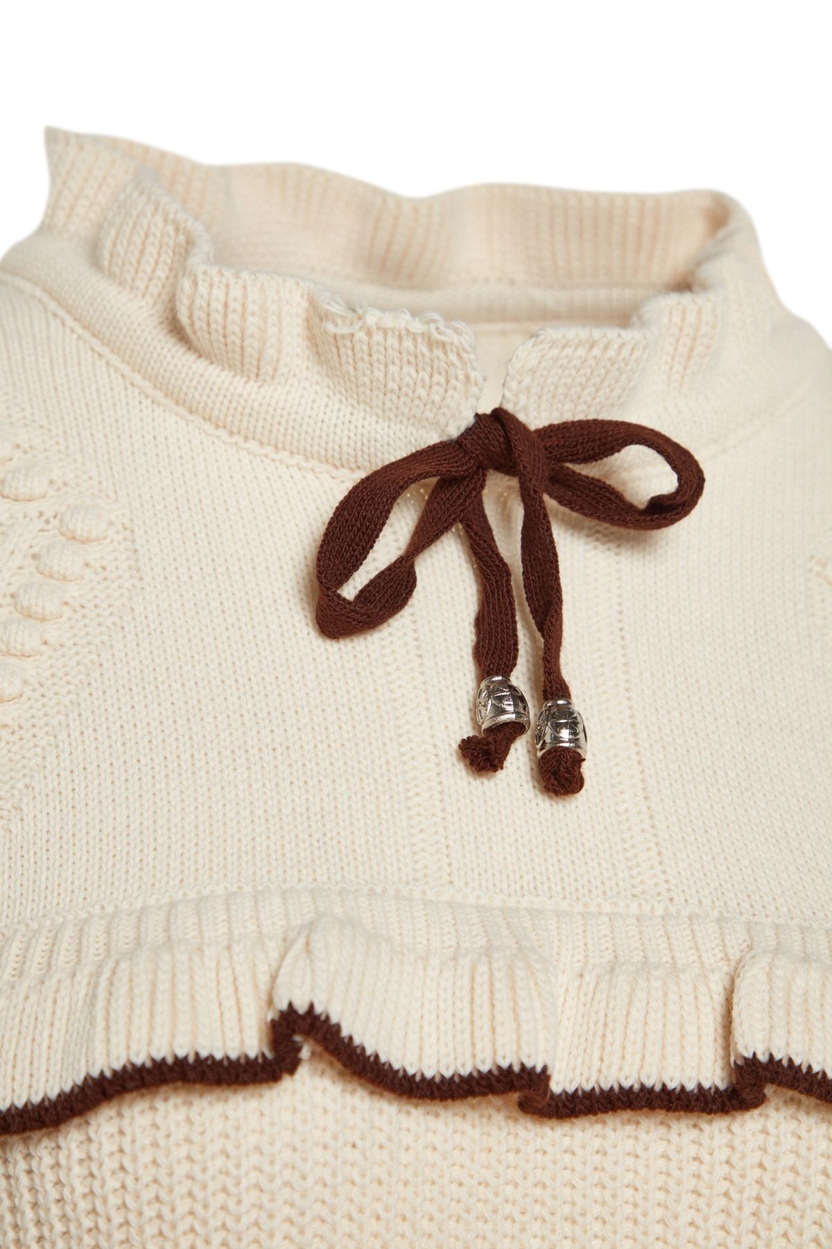 Trendyol Modest-Cremefarbener Strickpullover mit schwarzen Paspeln TCTAW24AK00171 7