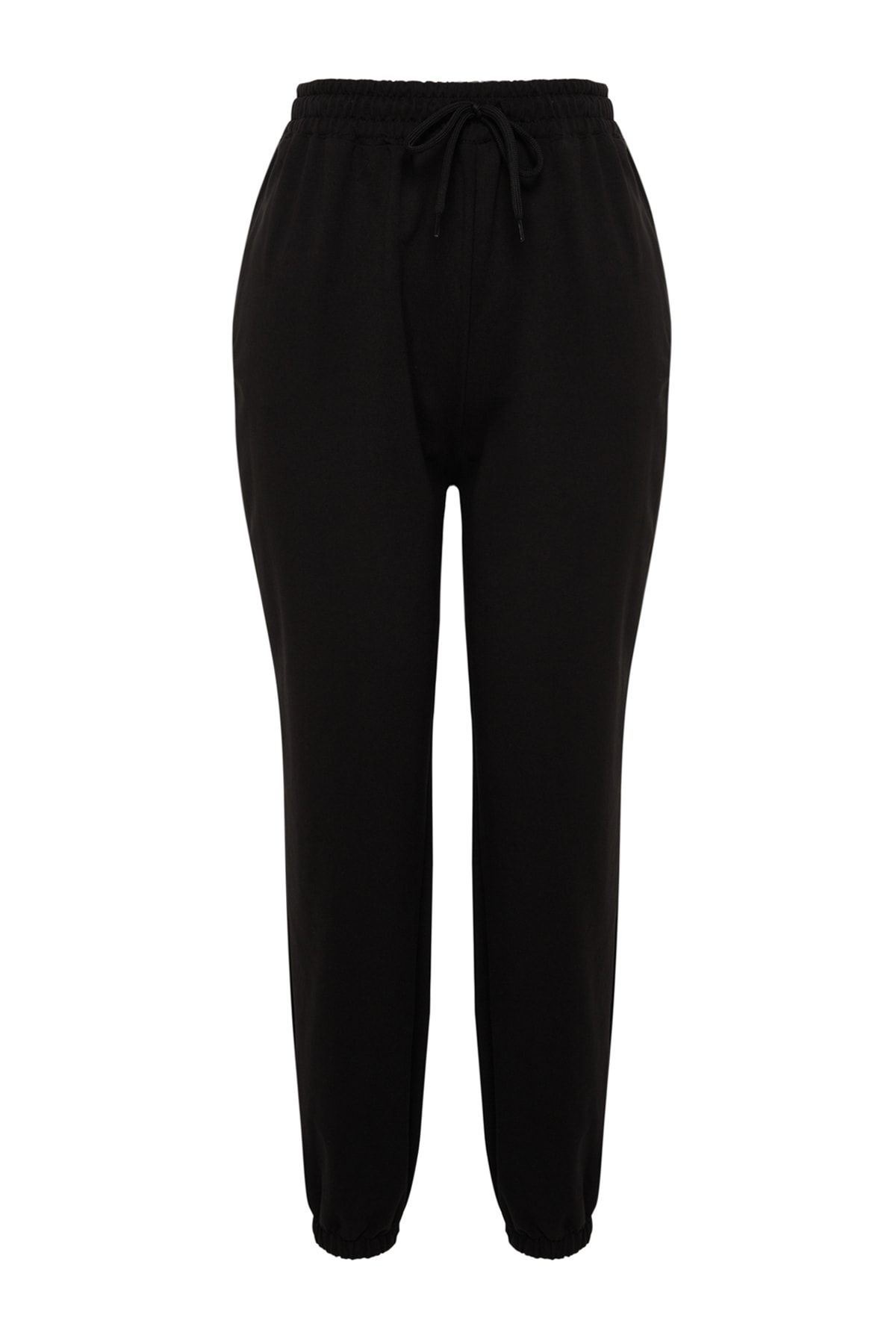 Trendyol Curve-Černé tepláky Jogger Leg Elastické pletené Plus Size Tbbss22Ea0065 6