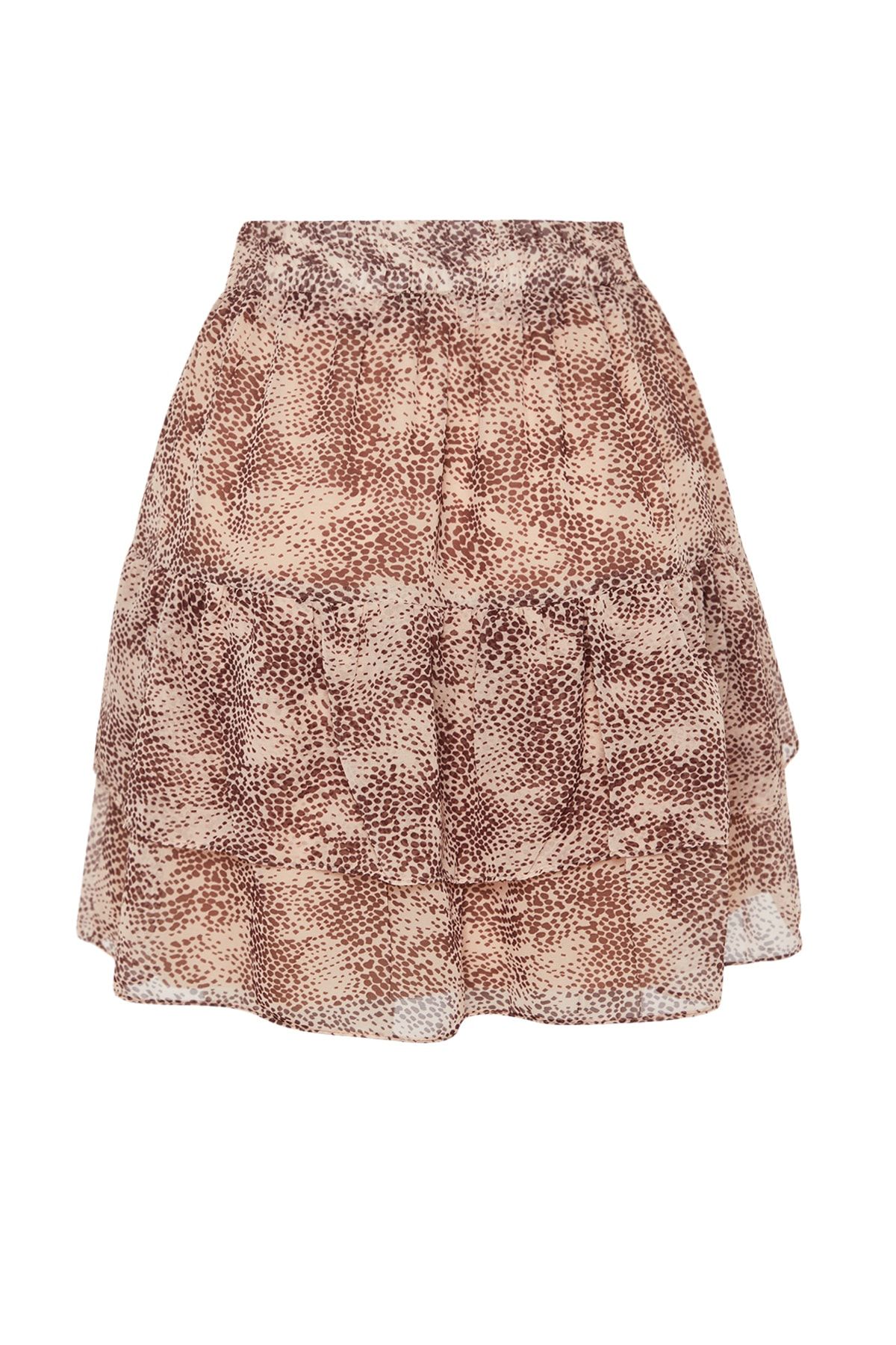 Trendyol Collection-Beiger, mit Blumen gefütterter Volant-Chiffon-Mini-Webrock TWOAW21ET0411 8