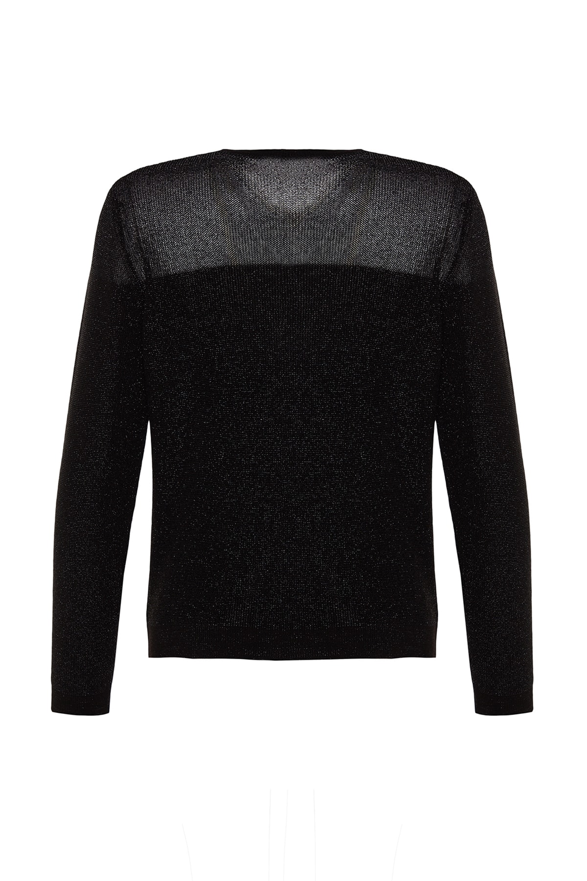 Trendyolmilla  Siyah Simli Transparan Detaylı Triko Kazak TWOAW24KZ01023 - Görsel 8