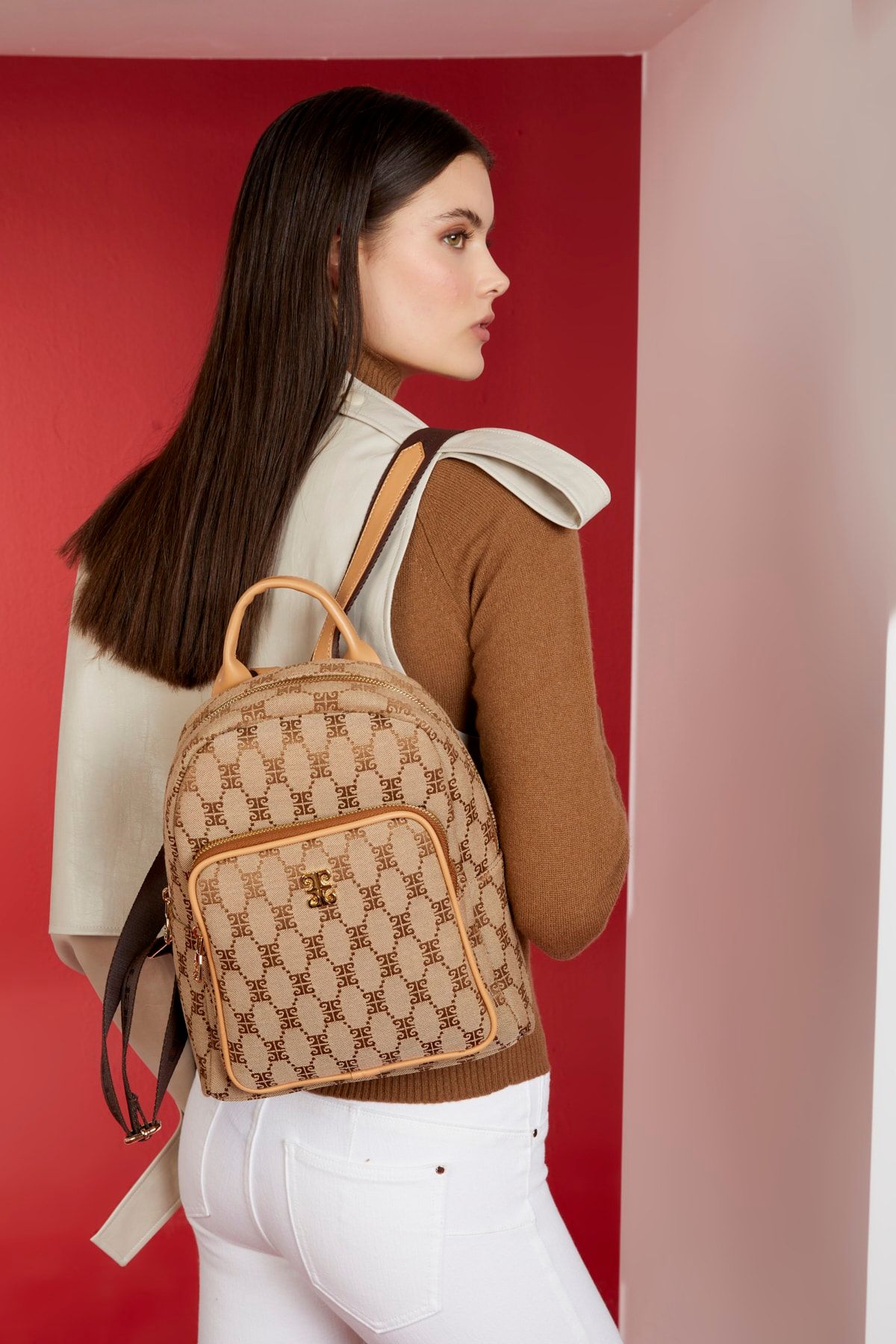 Pierre Cardin Coffee Women s Backpack 05PO22Y1635 Trendyol