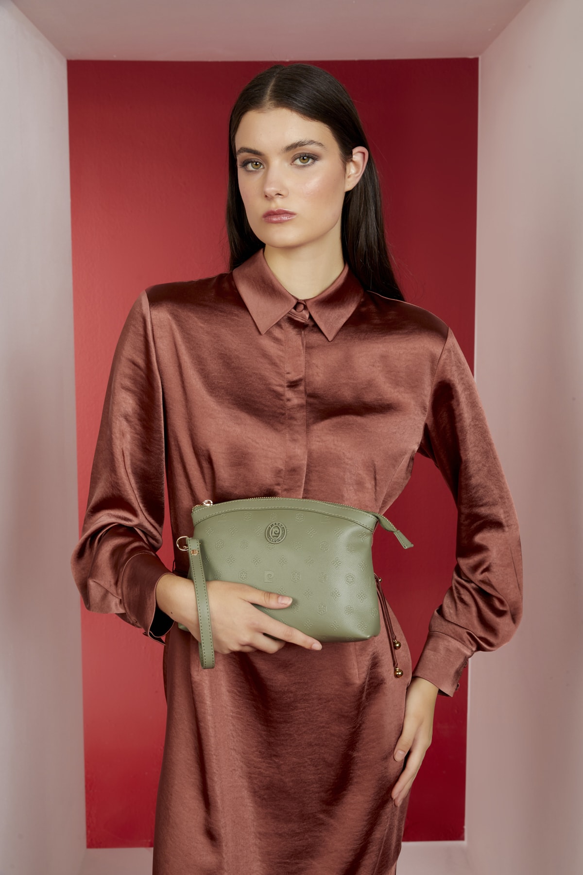 Pierre Cardin Print Green زنانه Portfolio & Clutch Bag 05PO22Y1547