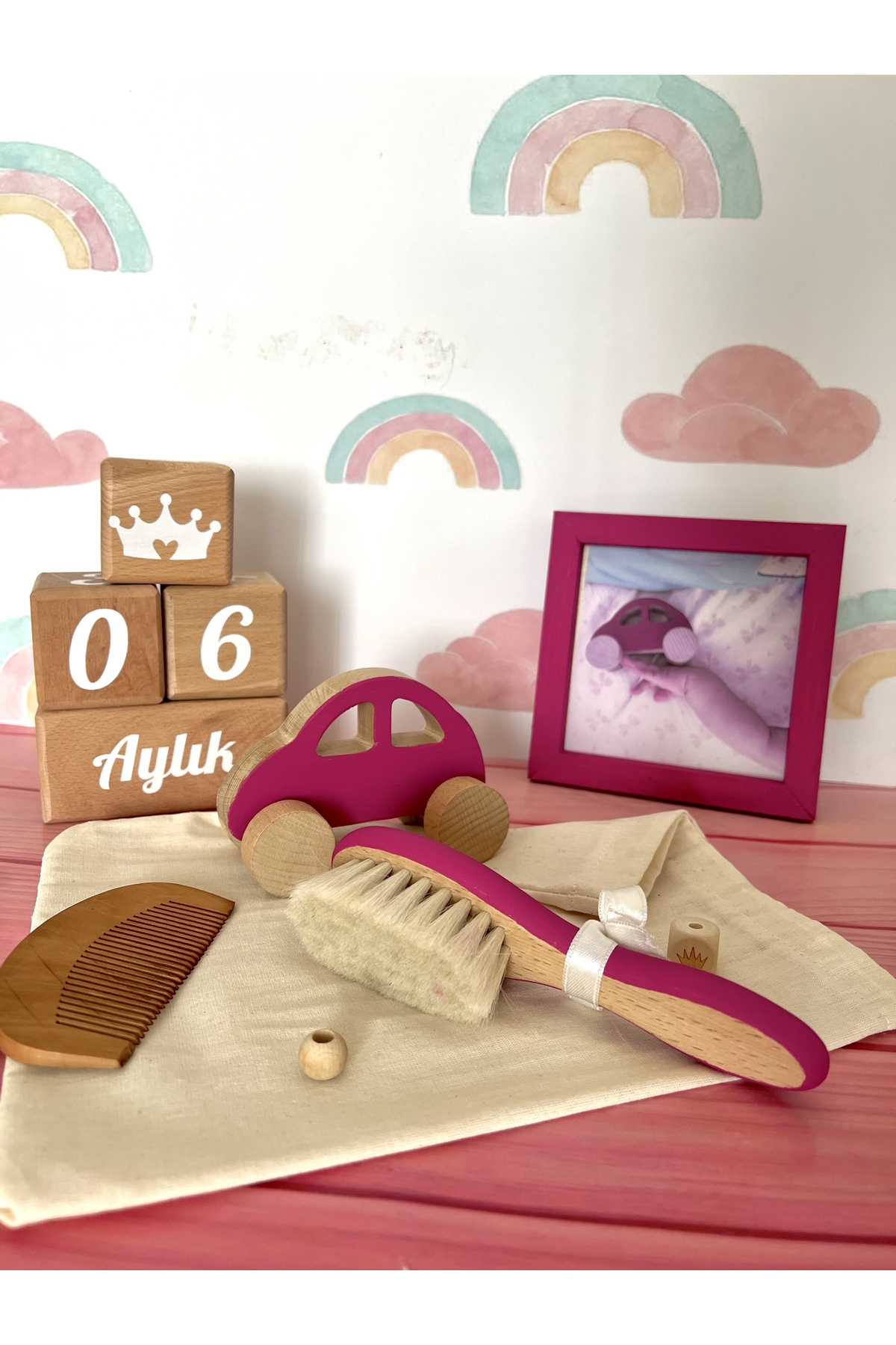Bebek anı küpü 5li set pembe