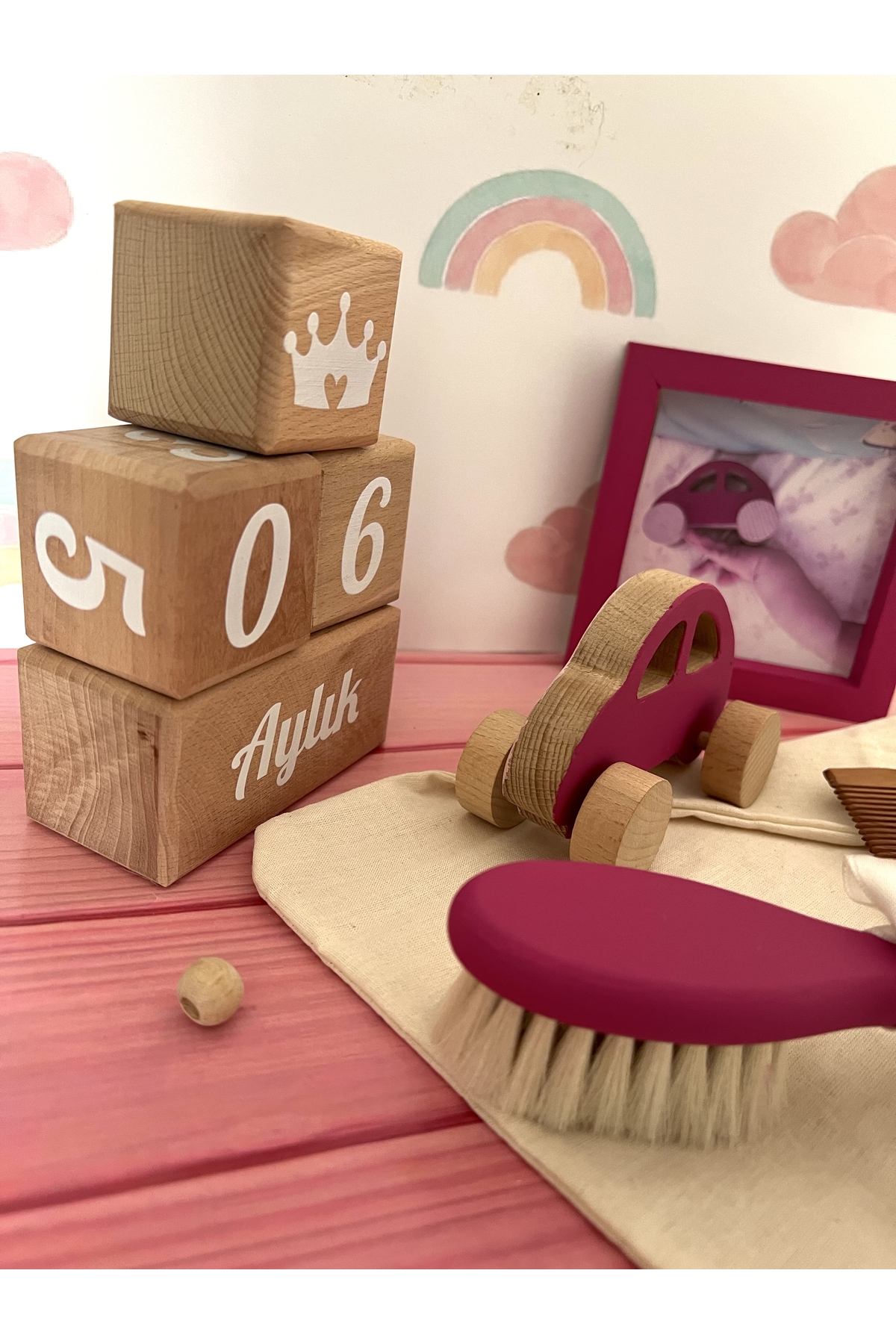 Bebek anı küpü 5li set pembe