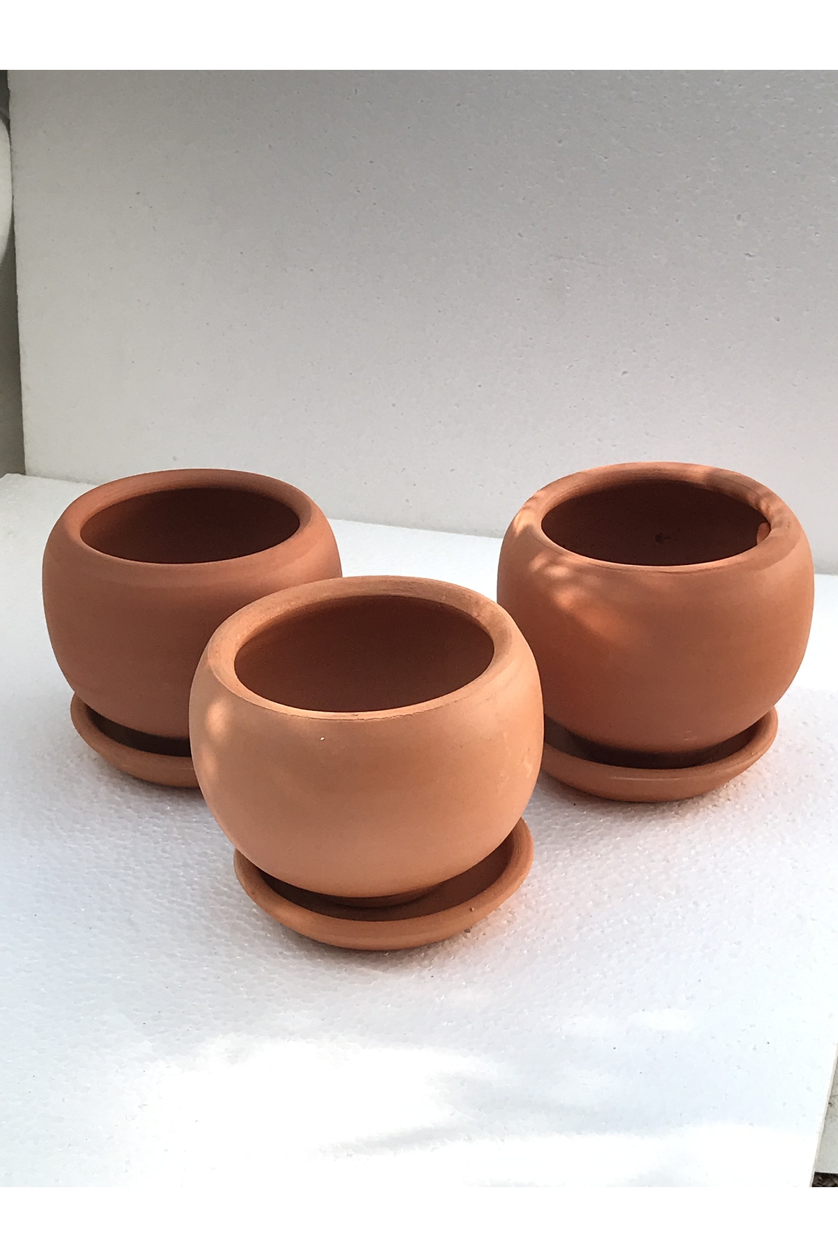Mavibotanik Toprak saksı 3 adet tabaklı küre model 9x11 - Fiyatı