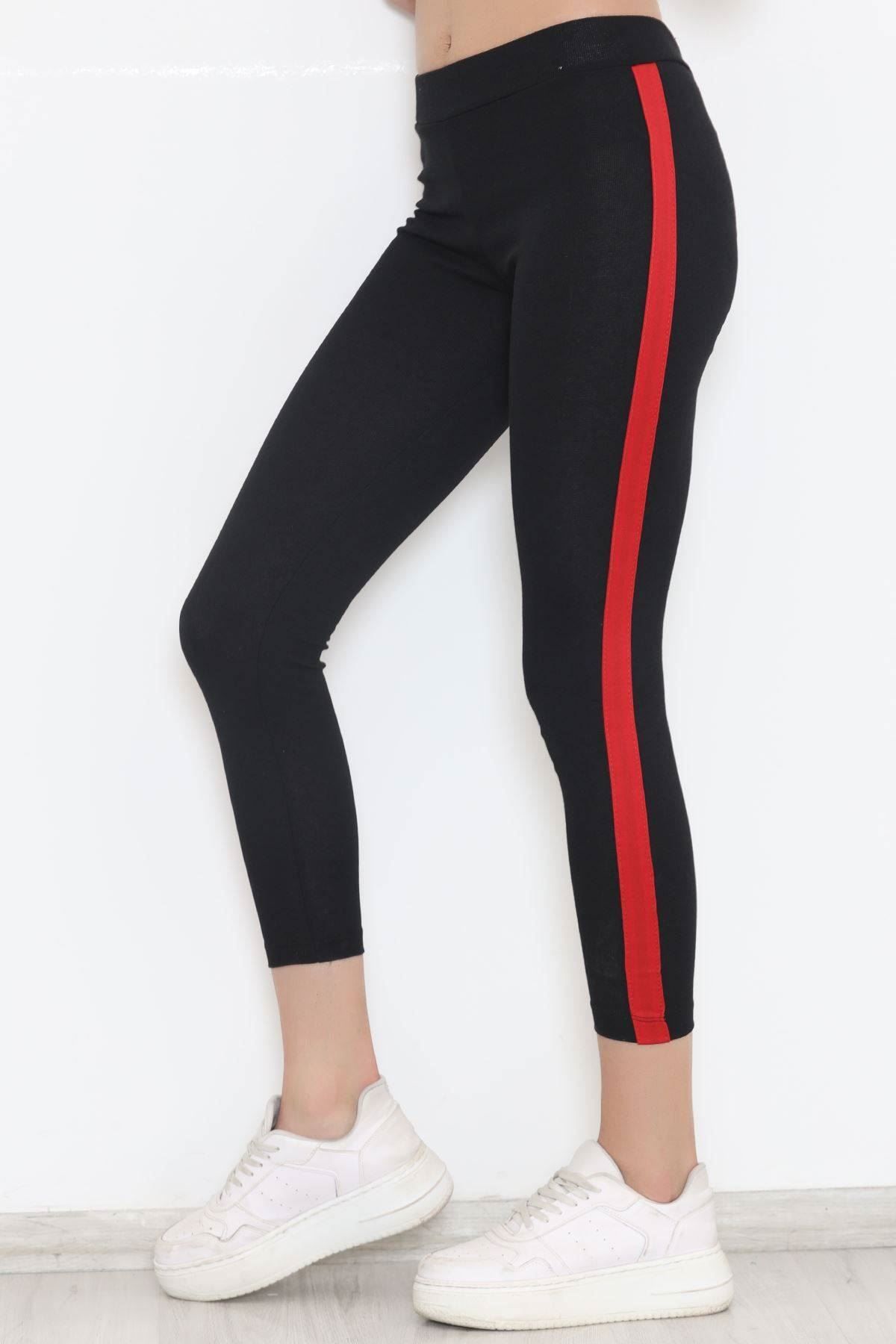Black leggings with red on sale stripe