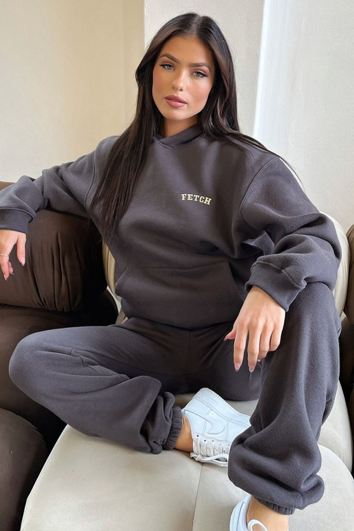 sweat shirt jogger capuche oversize chardon
