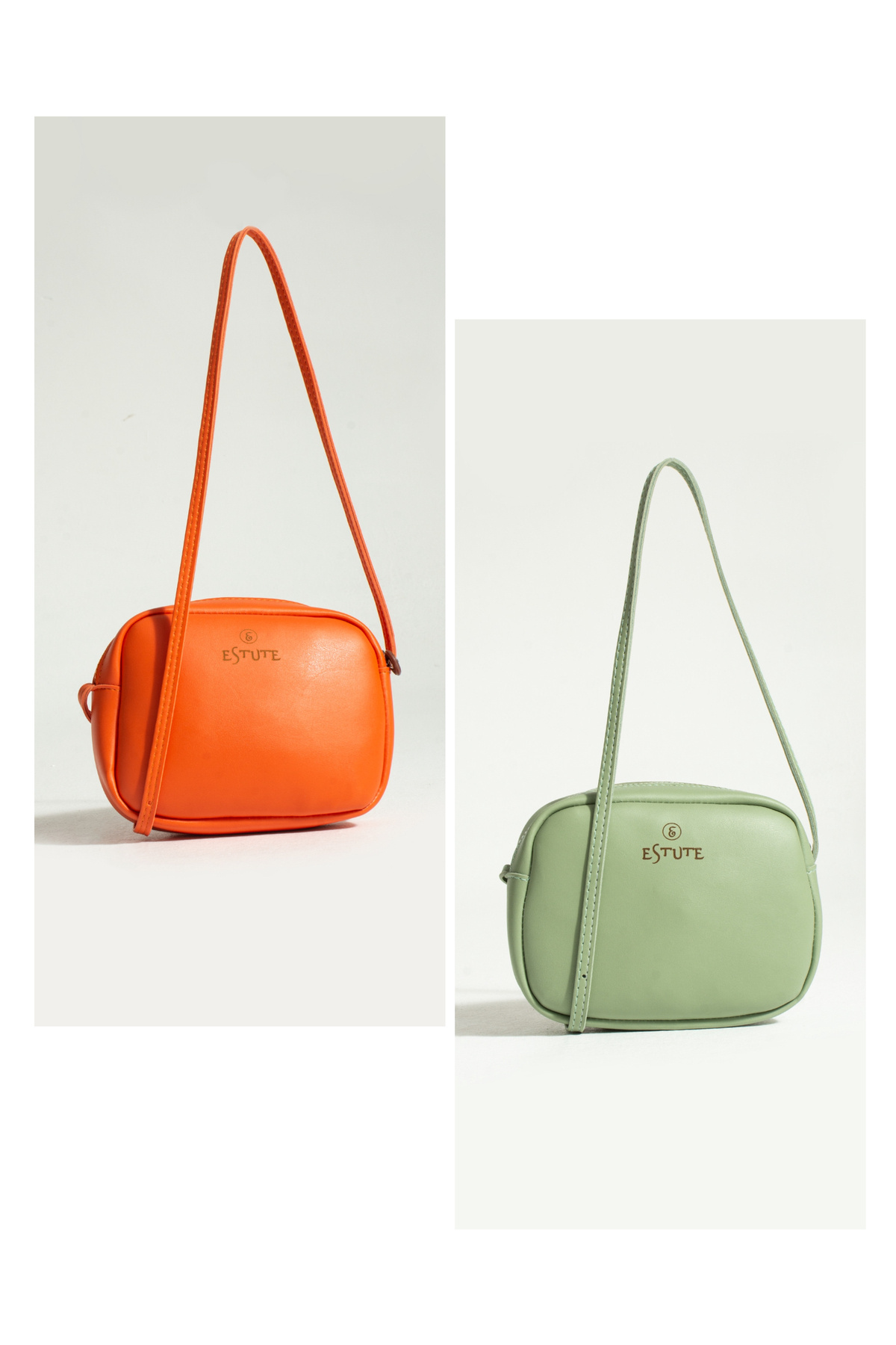 Daily cross strap bag 2-pack orange and mint color
