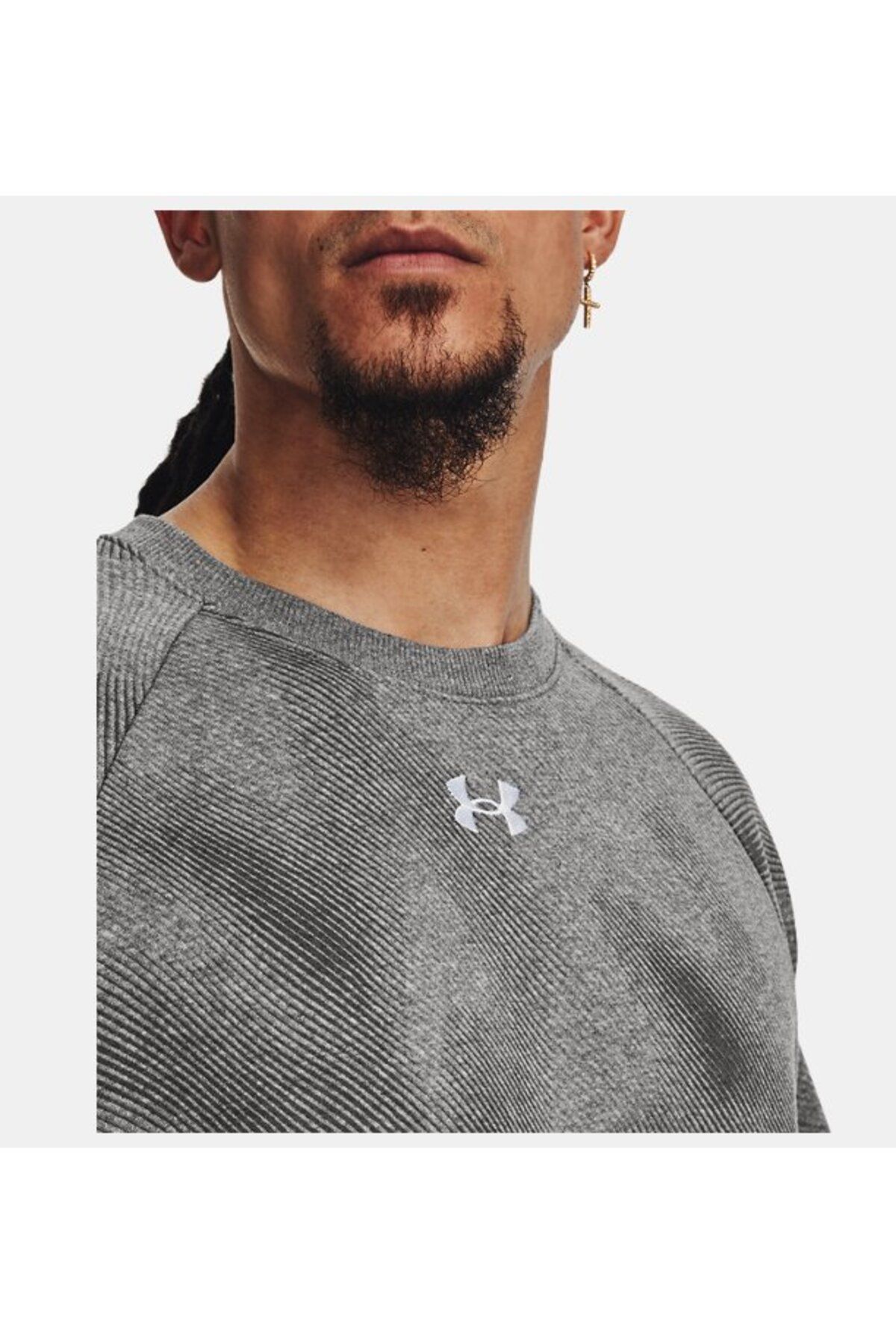 سویشرت ورزشی خاکستری مردانه یقه دوچرخه رقیب UA طرح دار 1379756 025 Under Armour