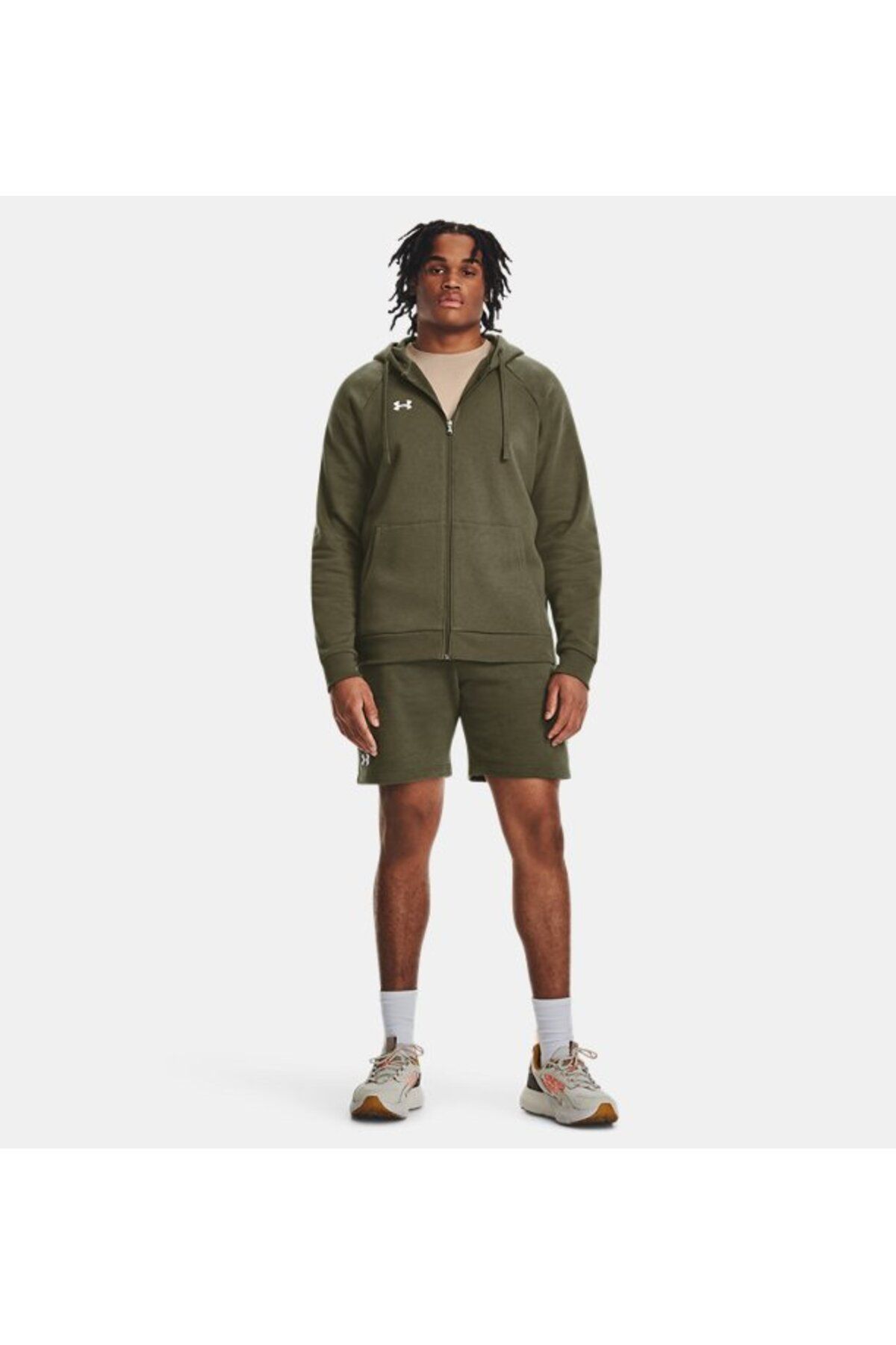 سویشرت ورزشی سبز مردانه رقیب UA با اندازه کامل زیپ هود شده بالا 1379767 390 Under Armour
