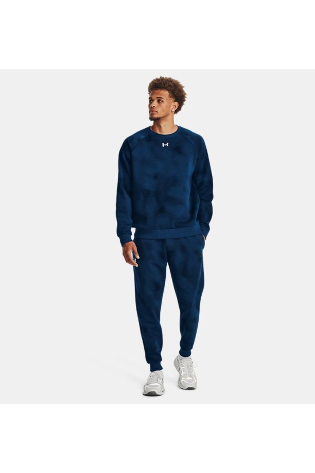 سویشرت ورزشی آبی مردانه یقه دوچرخه چاپی رقیب UA Under Armour