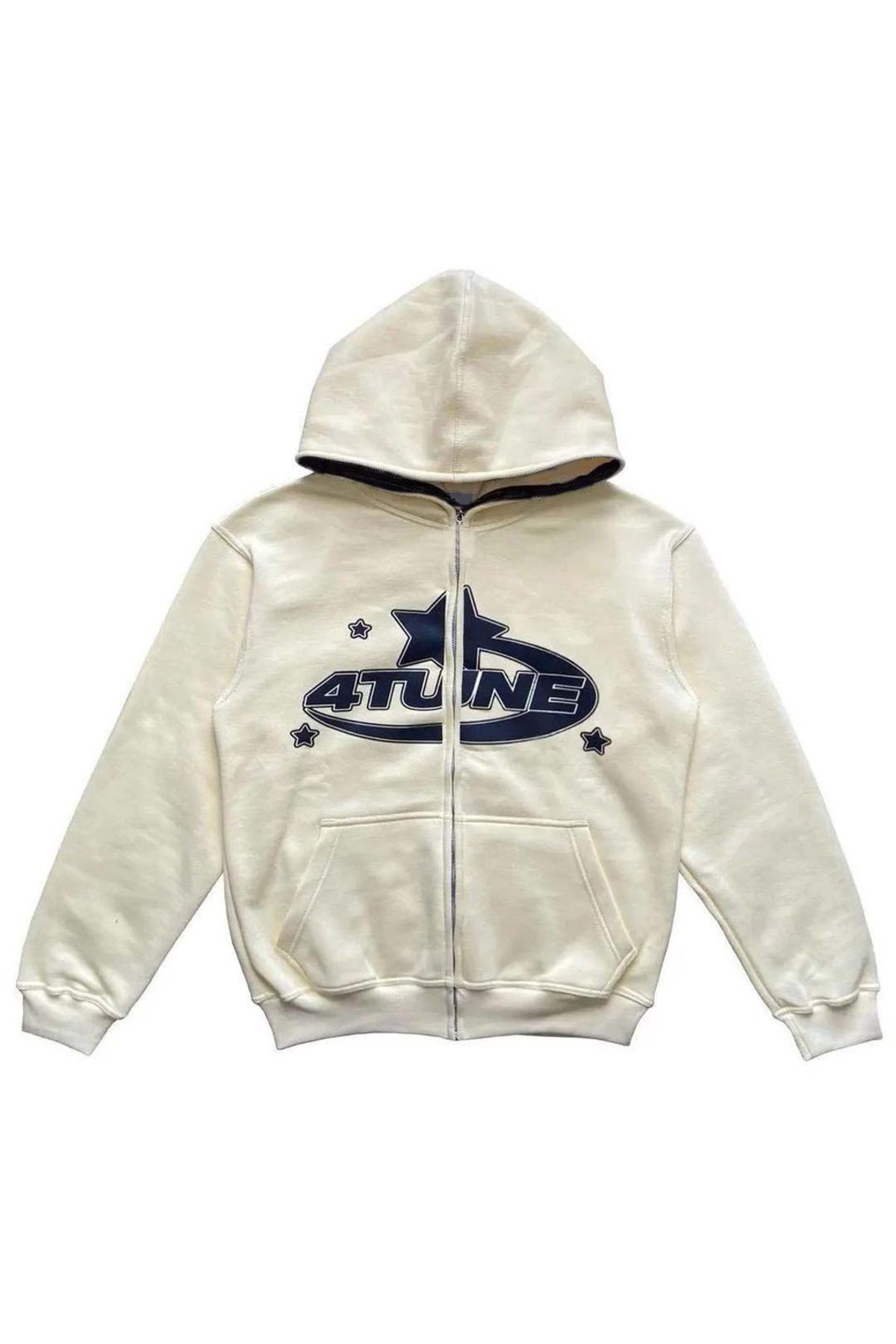 BROOD's-4Tune White Zippered (Unisex) Hoodie 1