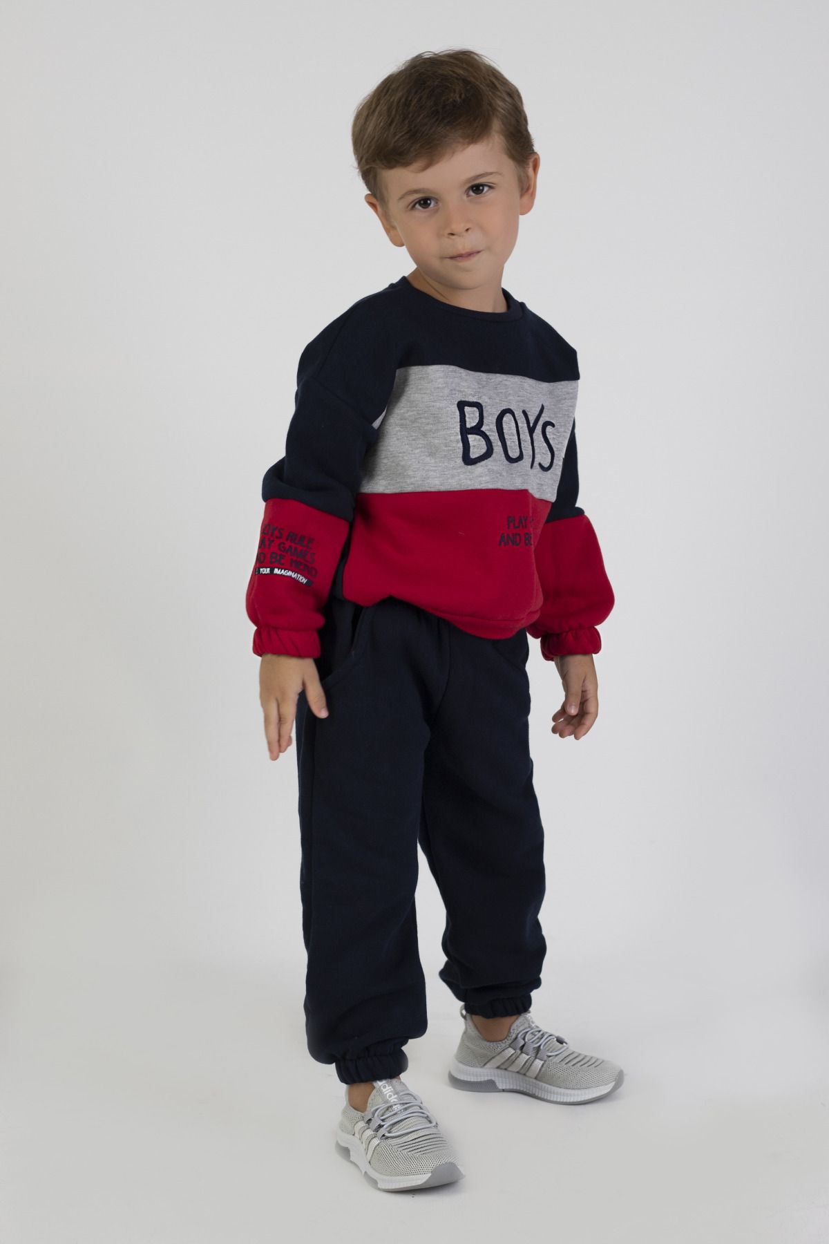 HAR KA K DS Boy s Three Thread Fabric Thick Rose Gold Knitted Basic Oversize Bottom Top Tracksuit Set