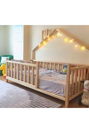 NovoConcept Neo Masif Çam Ahşap Çatılı Montessori Çocuk Yatak Karyola Beşik 9...