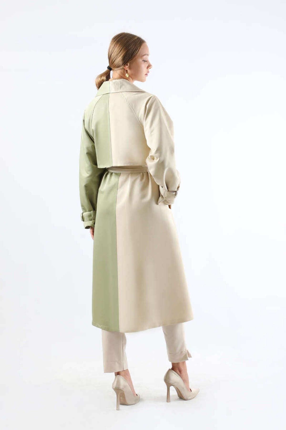 ZÜLAYS-Double Color Epaulet Detailed Trench Coat Mint 6
