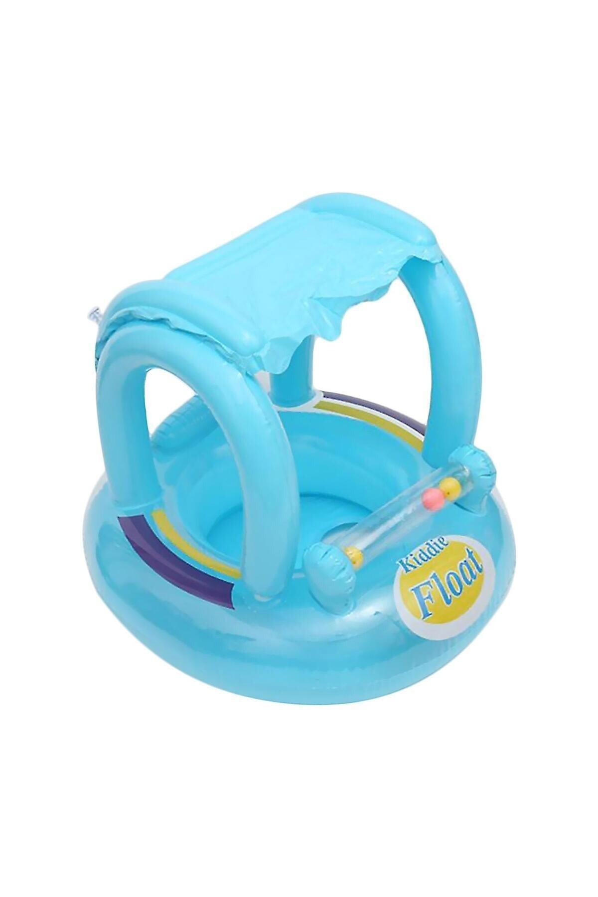 mayakids Mavi Şişme Gölgelikli Bebe Flotörü Bebek Simiti Baby Boat