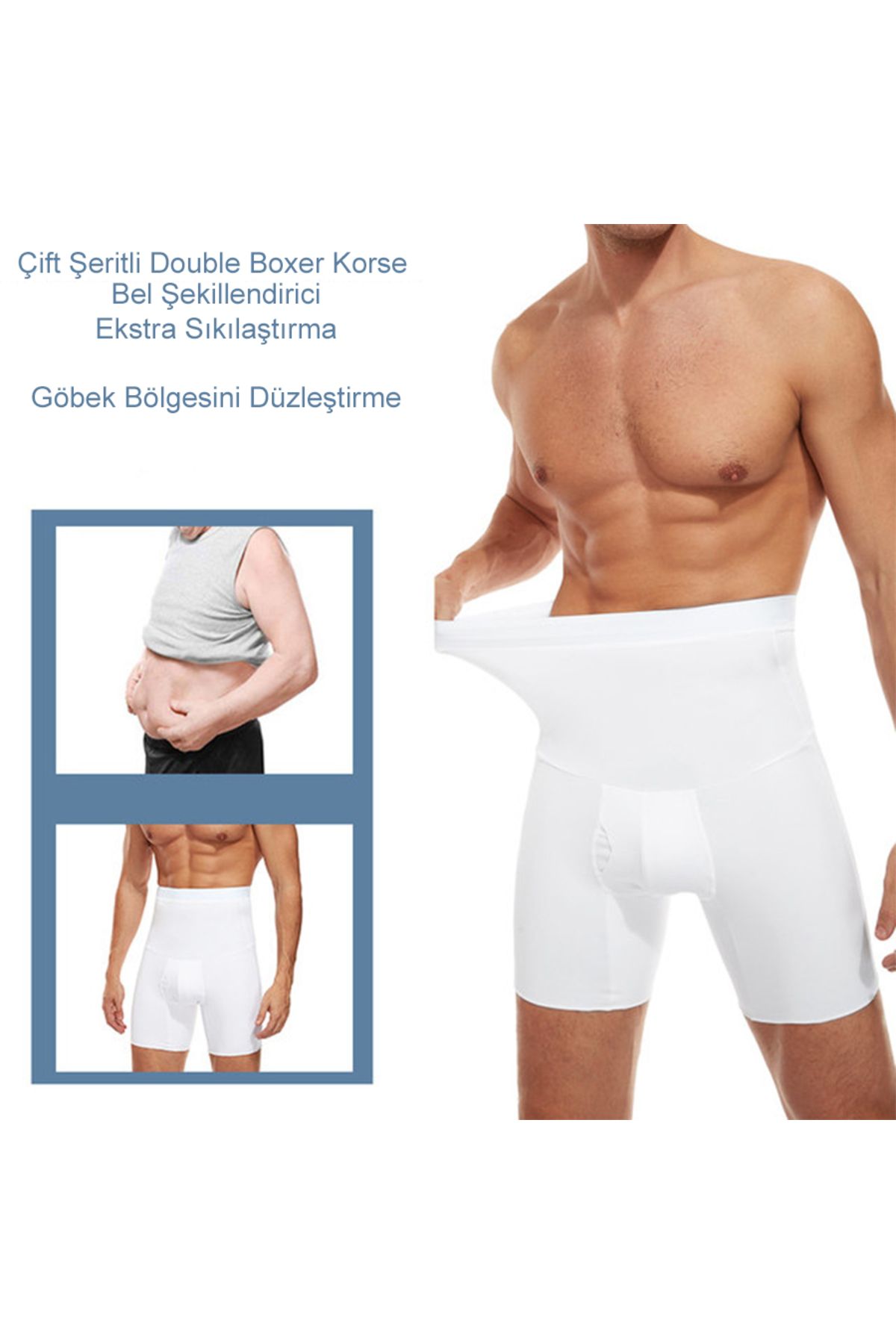 secret moda Seamless High Waist Belly Shapewear Firming Belly Flattener  Men's Boxer Corset White - Trendyol