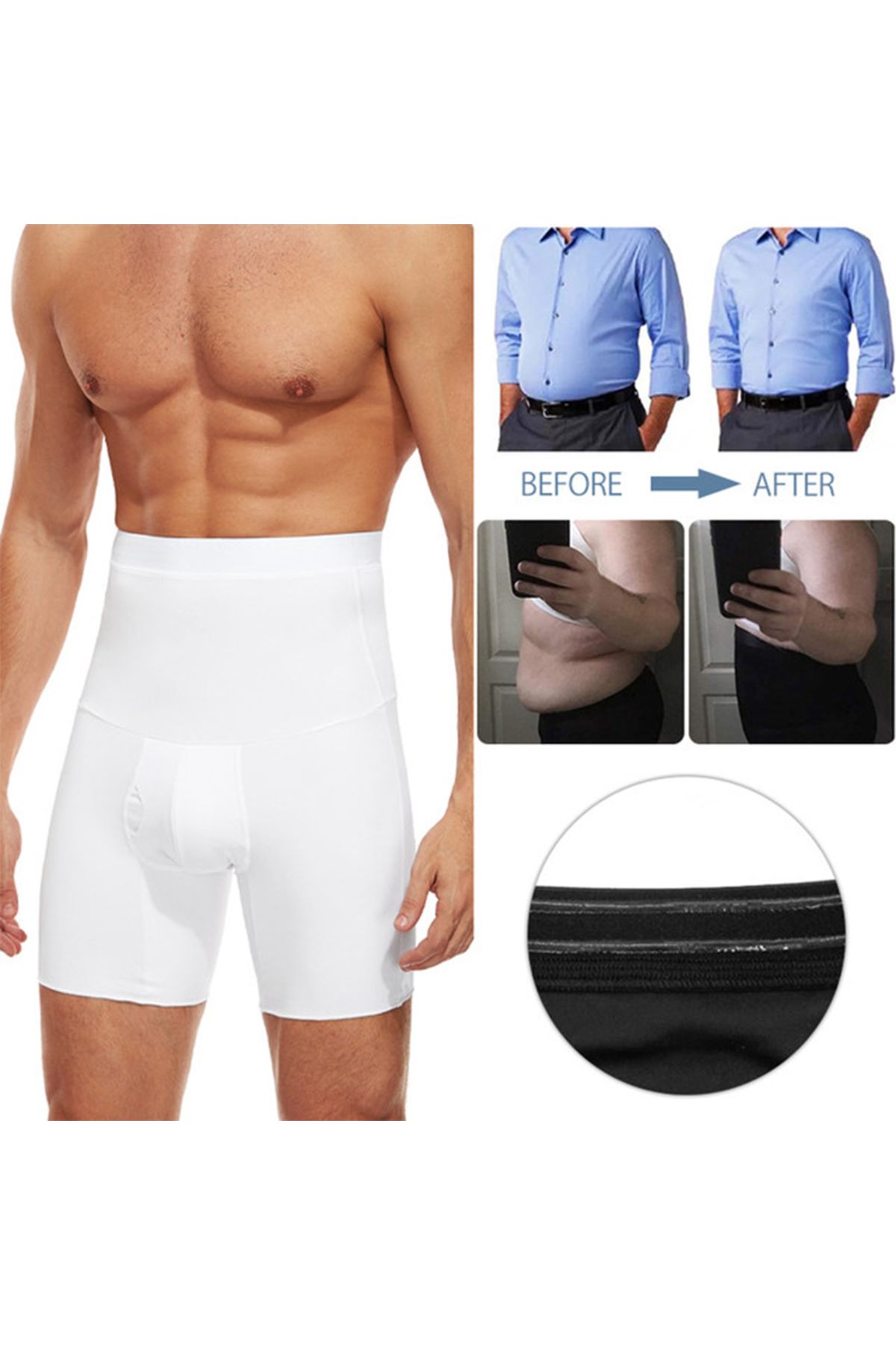 secret moda Seamless High Waist Belly Shapewear Firming Belly Flattener  Men's Boxer Corset White - Trendyol