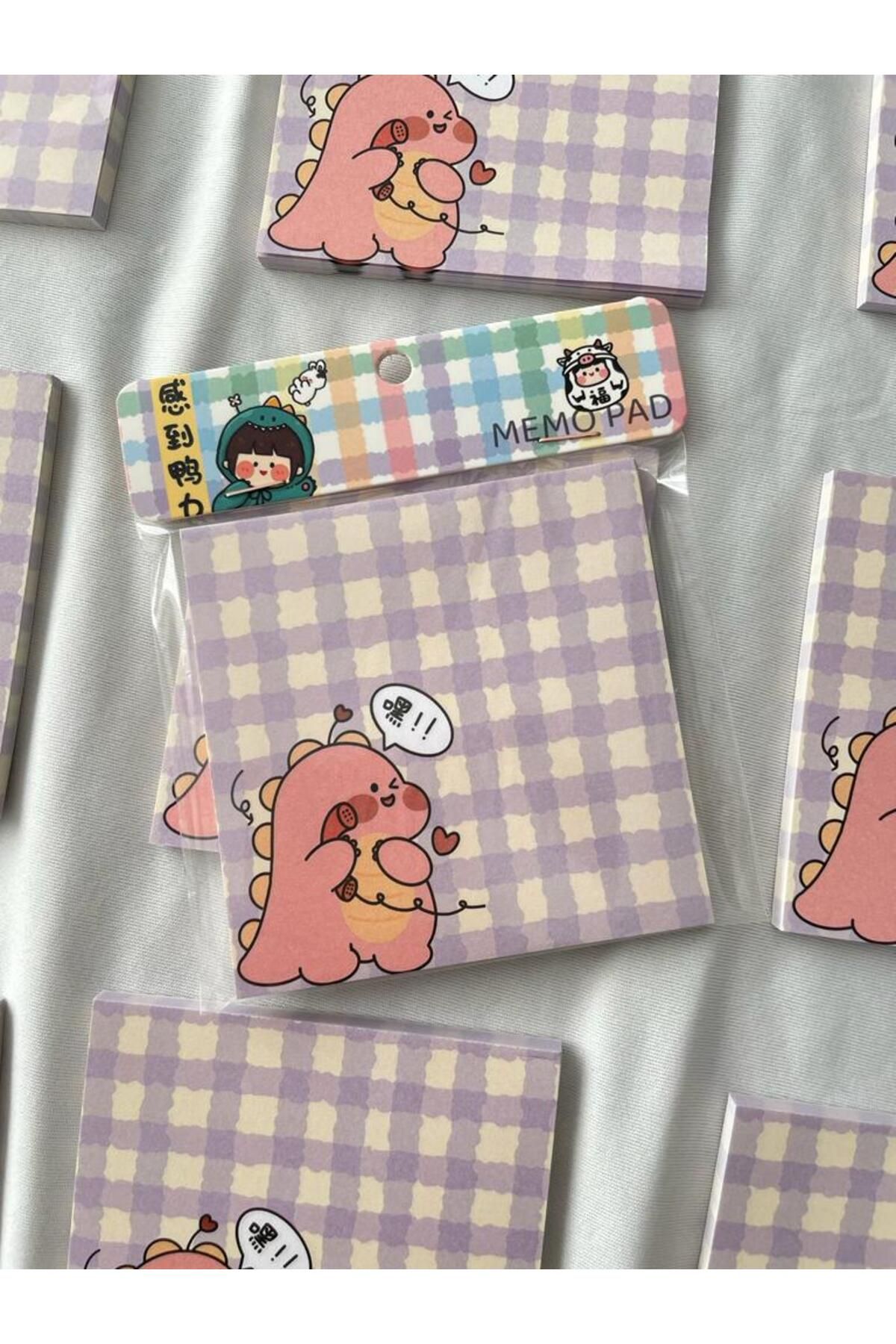 Planet Butik-Pink Dinosaur Memo Pad Square Notepad 3