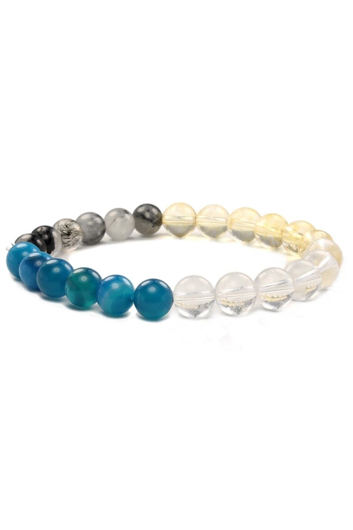 MMZ STORE-Apatite- Convertible Citrine - Routilli & Crystal Quartz Natural Stone Bracelet 8 mm 1