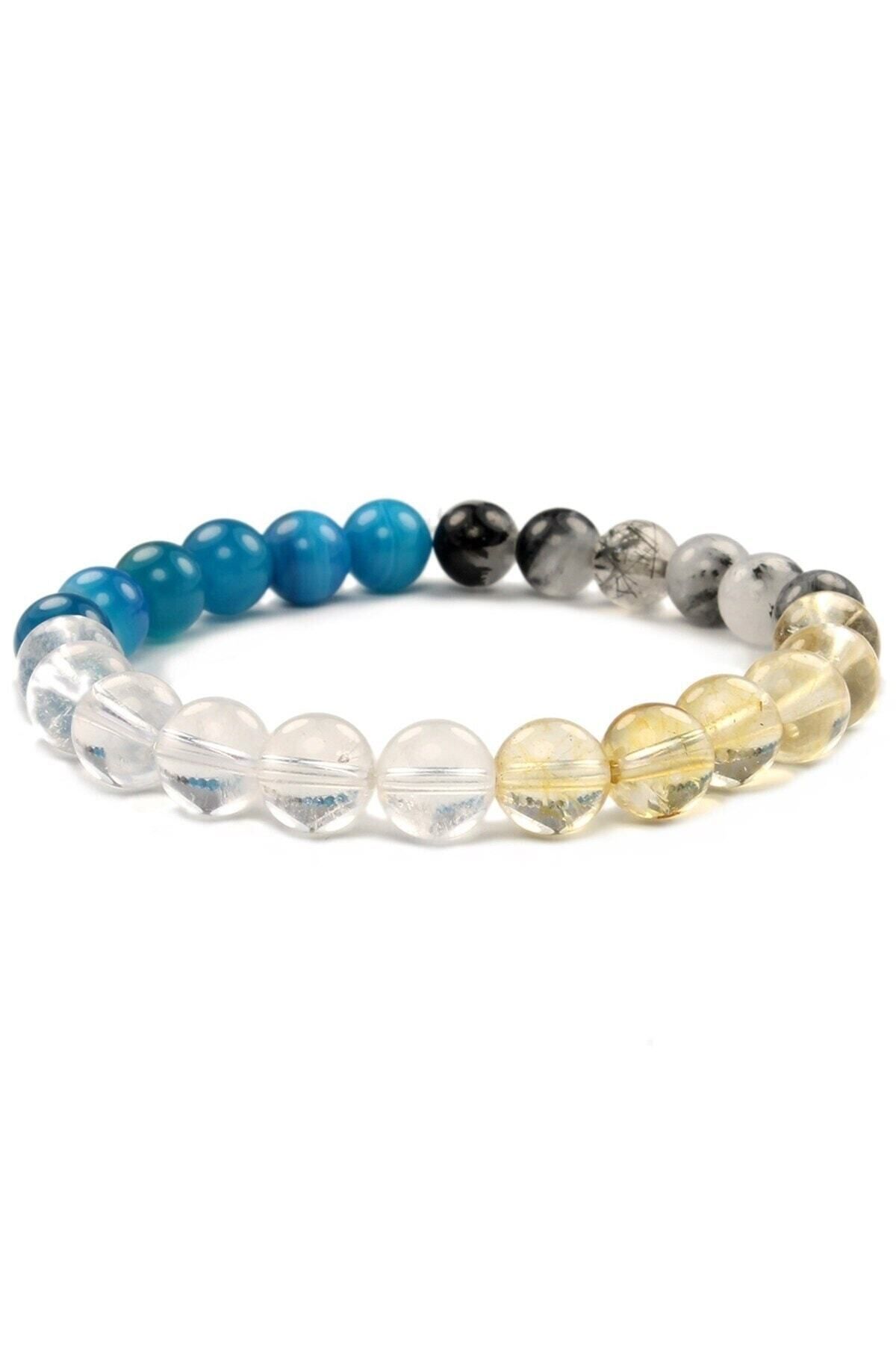 MMZ STORE-Apatite- Convertible Citrine - Routilli & Crystal Quartz Natural Stone Bracelet 8 mm 2