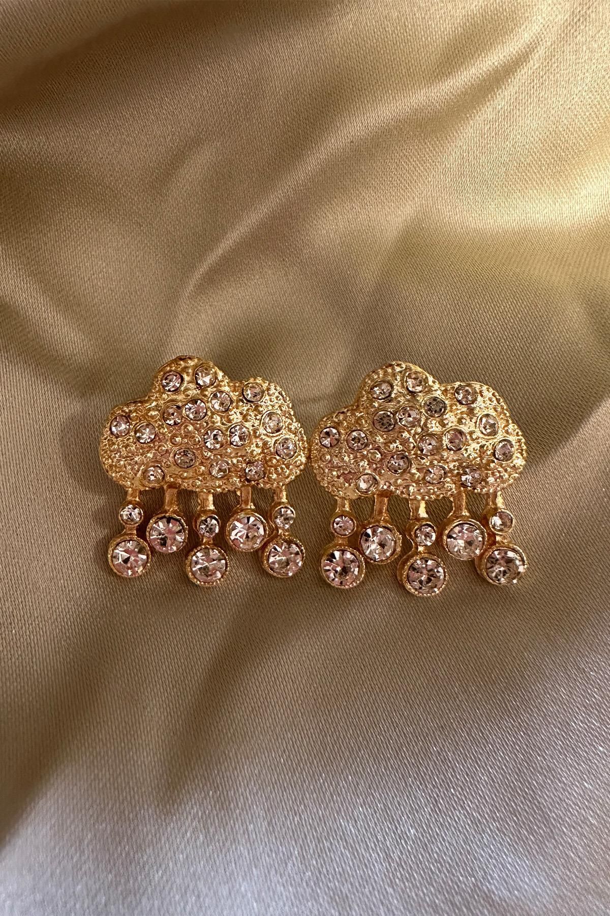 Gold deals crystal earrings