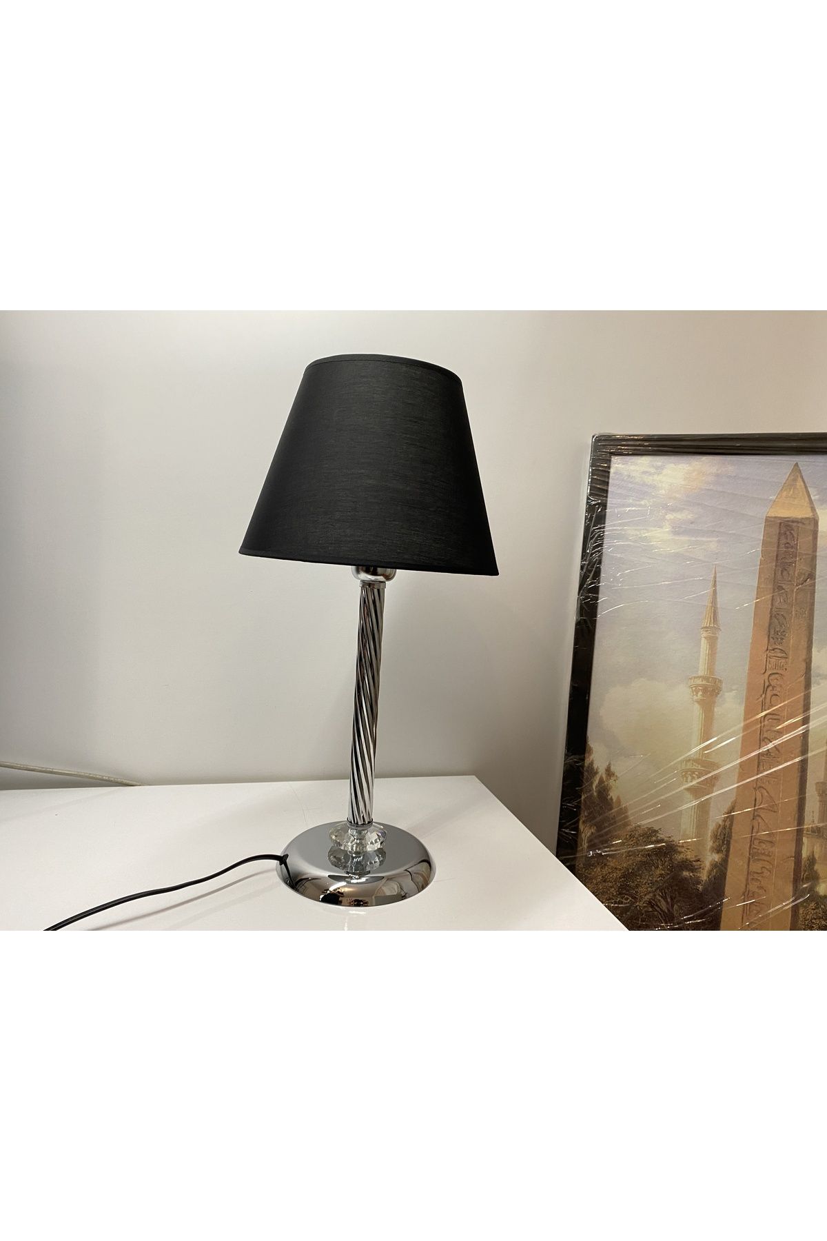 asellus-Mette Twisted Lampshade with crystal detail, stol lamp, Table Lamp chrome Plated (silver color) 2