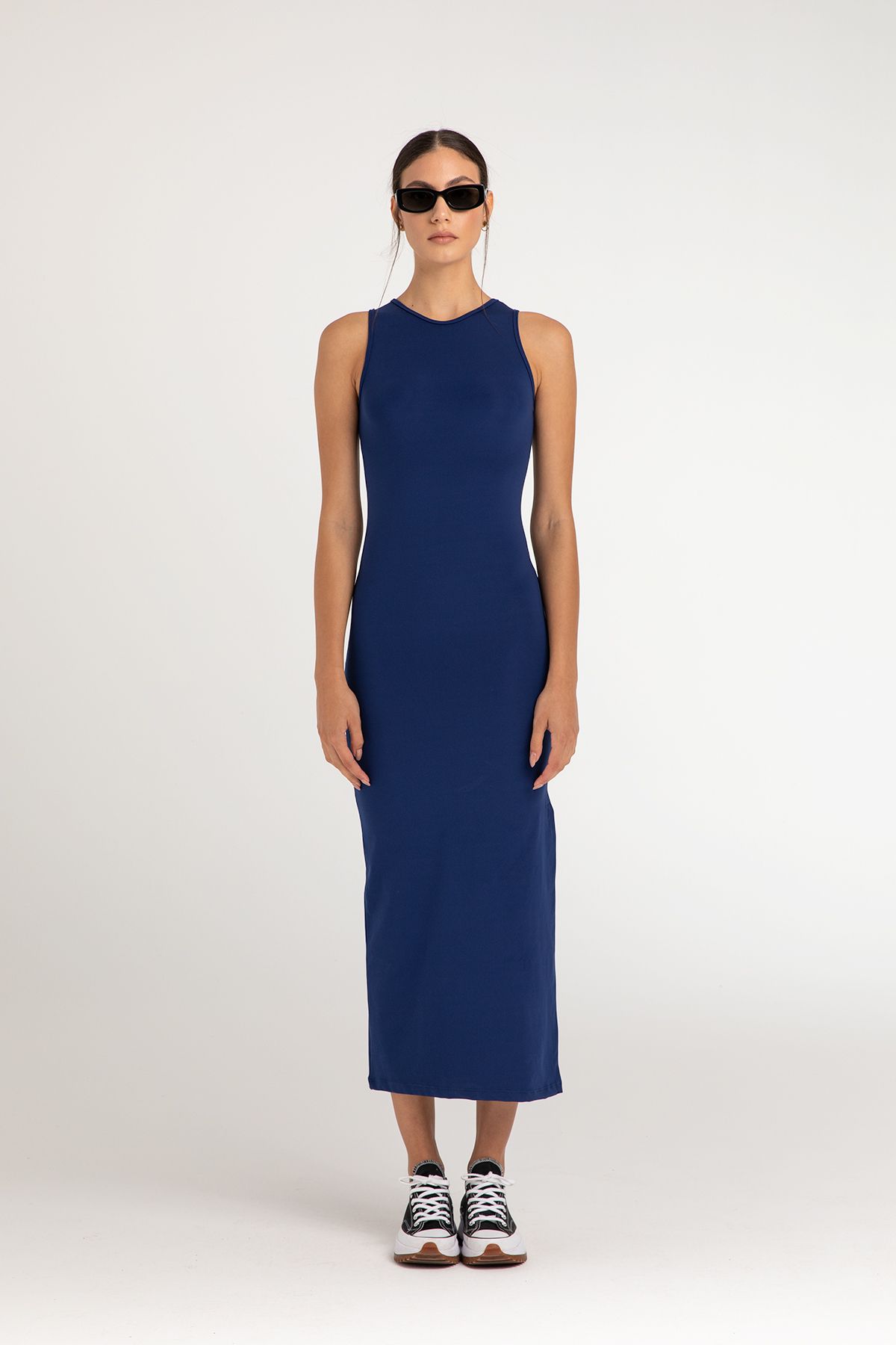Dark blue sleeveless dress on sale