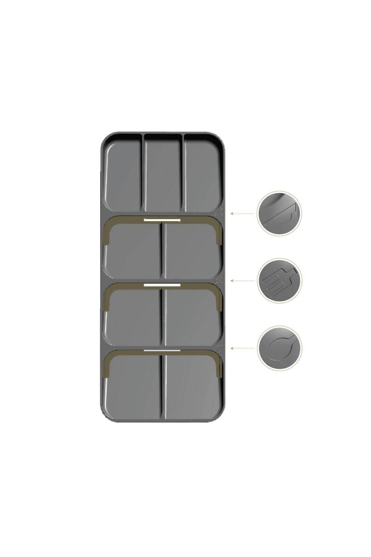 devigo-Set organizator gri de 2' - 9 compartimente și 5 compartimente în interiorul sertarului pentru tacâmuri 5
