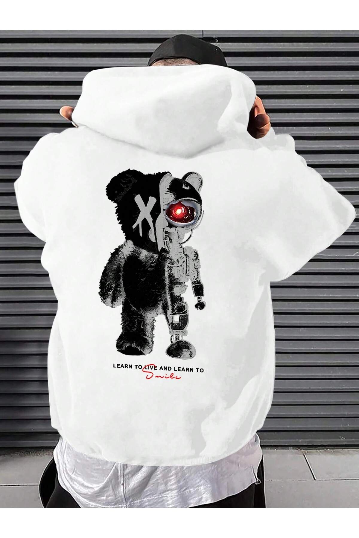 Adrift-Manfinity Hypemode Coki Series - Bear Slogan Graphic Kangaroo Pocket Hoodie 1