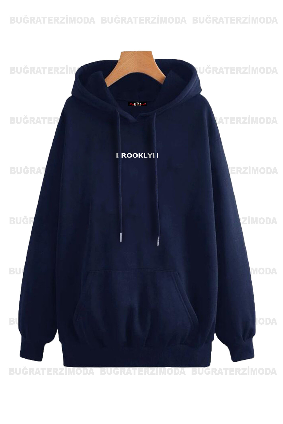Buğraterzimoda-Μπρούκλιν εμπριμέ Unisex Διπλό μπλουζάκι-γκρι με κουκούλα φούτερ με κουκούλα με κουκούλα 2