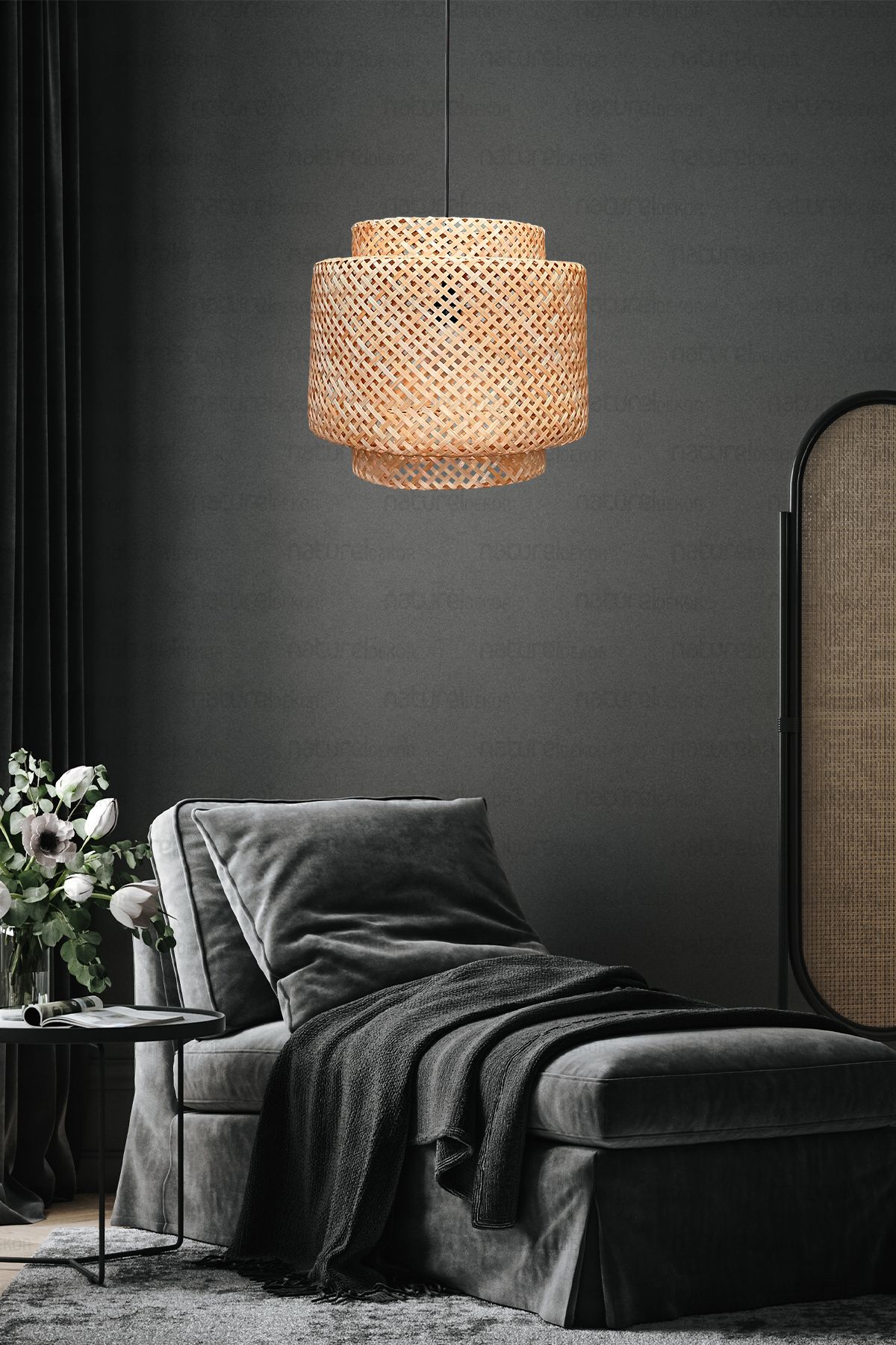 Naturel Home Sinnerlig Bambu Avize 40cm- Iskandinav, Modern, Bohem, Rattan Avize, Aydınlatma