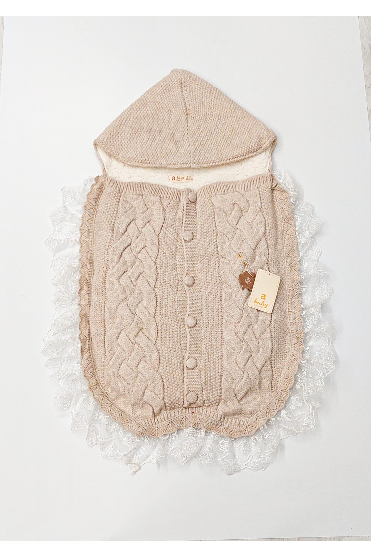 Baby Swaddle Lined Lamb Wool Lace Knit