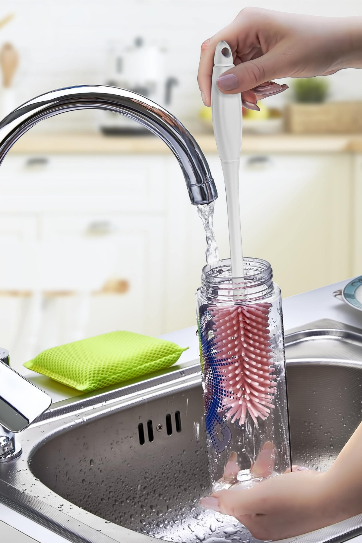 WAPPA Pratik Silikon Uçlu Termos Matara Şişe Biberon Temizleme Fırçası fotoğrafı 3 (önizleme)