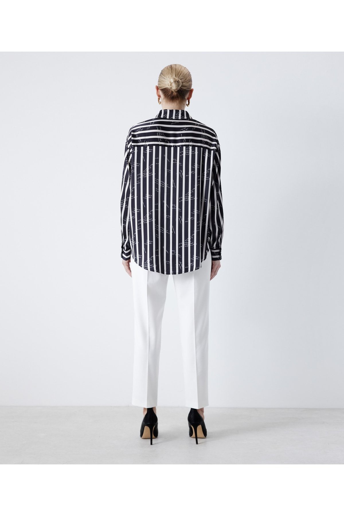 MISS IPEKYOL-Hemd mit Linienmuster und Slogan-Print 5