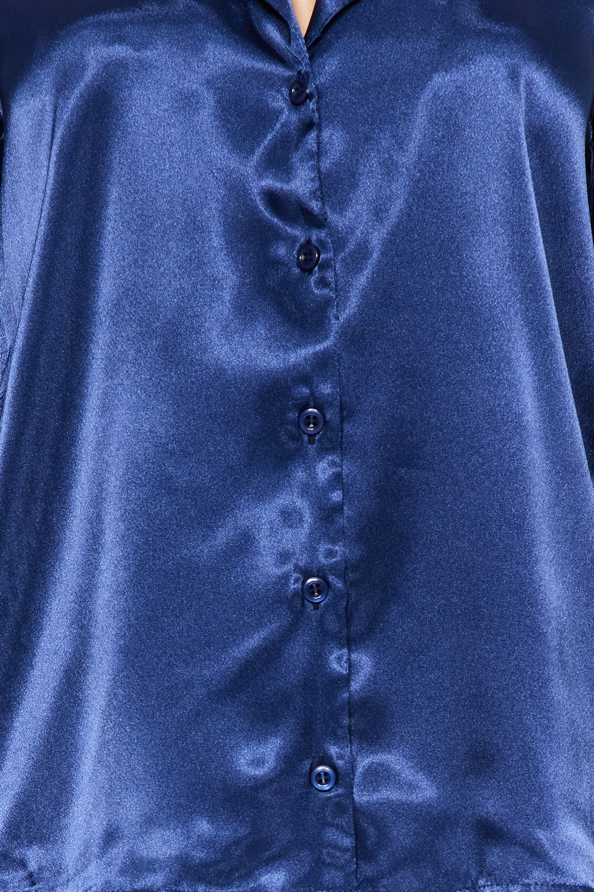 Trendyolmilla  Lacivert Saten Gömlek-Pantolon Dokuma Pijama Takımı THMAW24PT00026 - Görsel 6