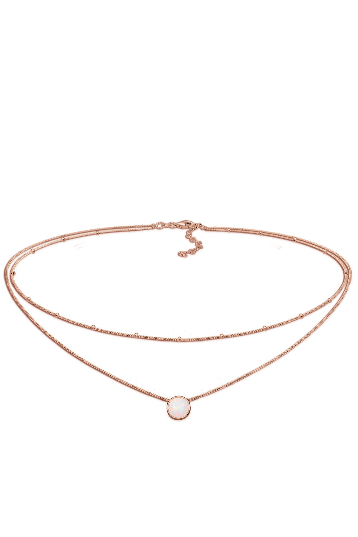 ELLI-Halskette Damen Choker Satte Chain Layer Trend mit synthetischem Opal in 925 Sterling Silber 1
