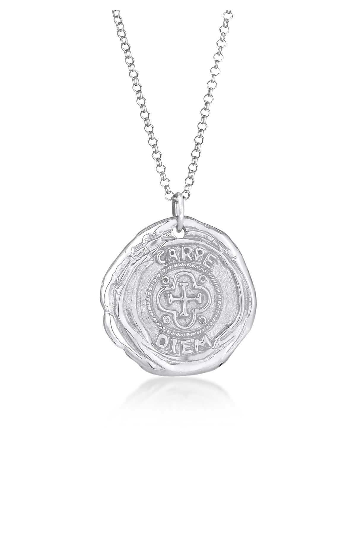 KUZZOI Halskette Herren Silber - Coin 925 Antike Kreuz Trendyol Münze Rund