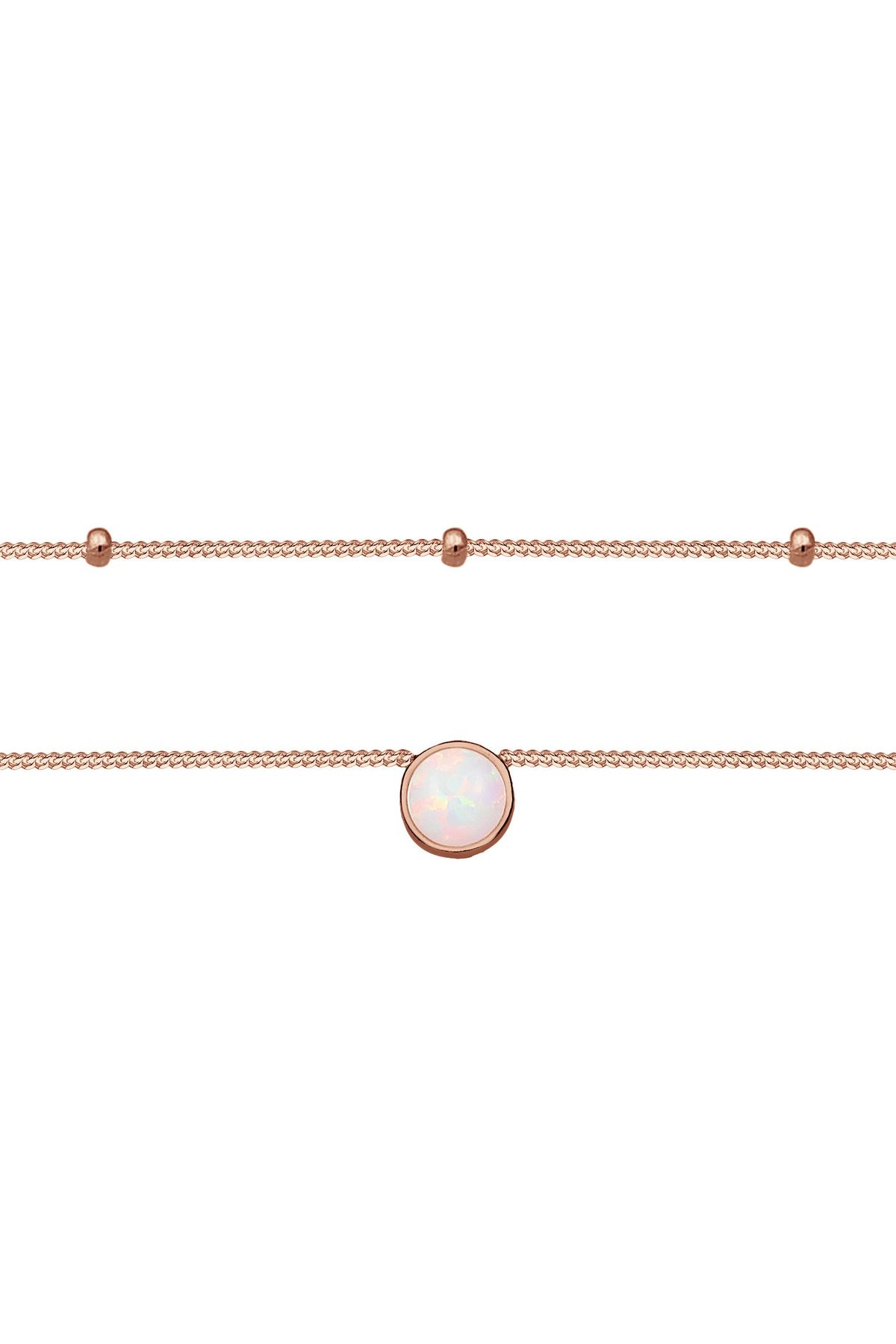 ELLI-Halskette Damen Choker Satte Chain Layer Trend mit synthetischem Opal in 925 Sterling Silber 2