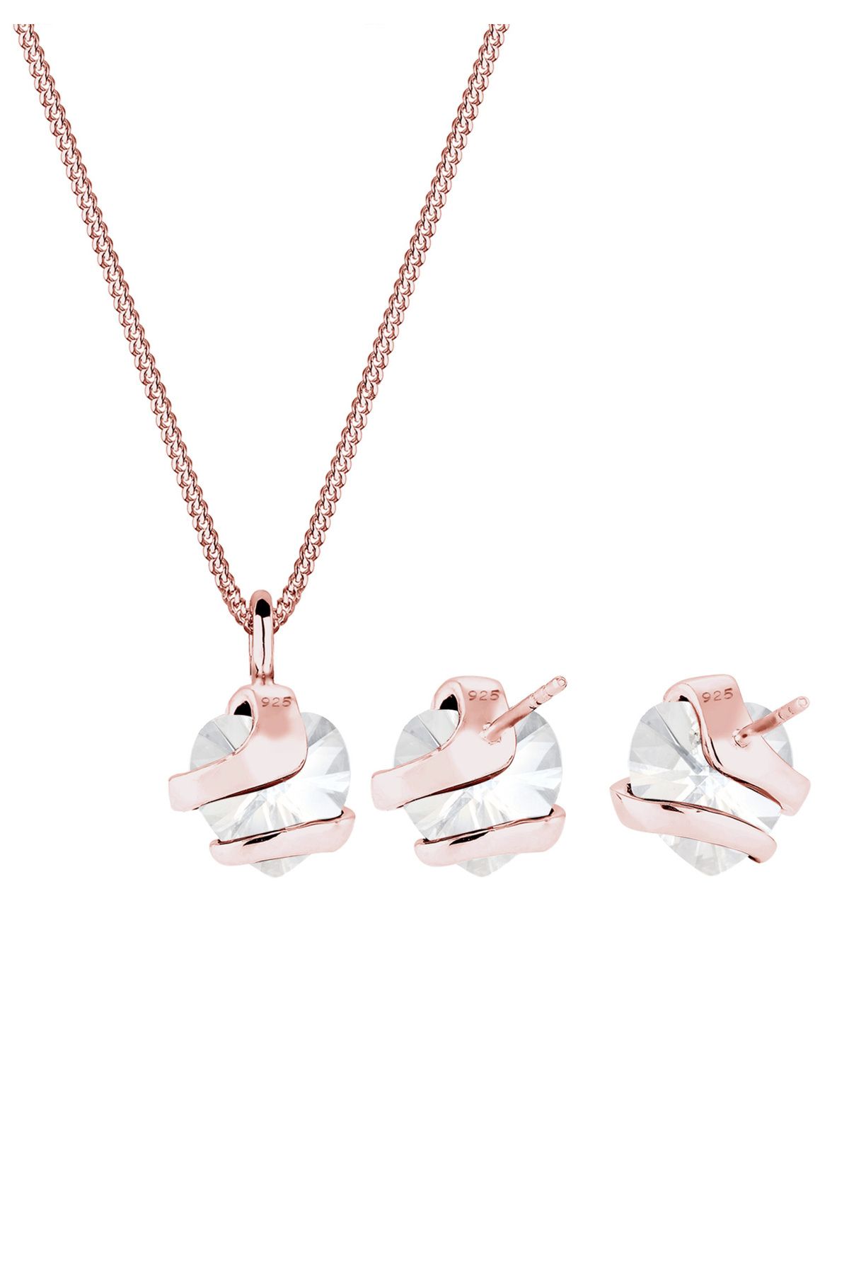 ELLI-Schmuckset Herz Glamourös Kristalle 925 Gümüş 4