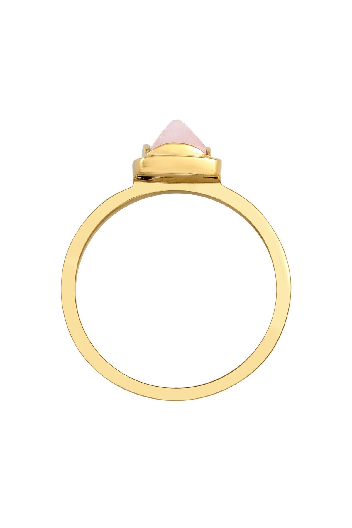 ELLI-Premium-Damenring – Solitaire-Pyramide, rosa Quarz, 925er Sterlingsilber, vergoldet 3