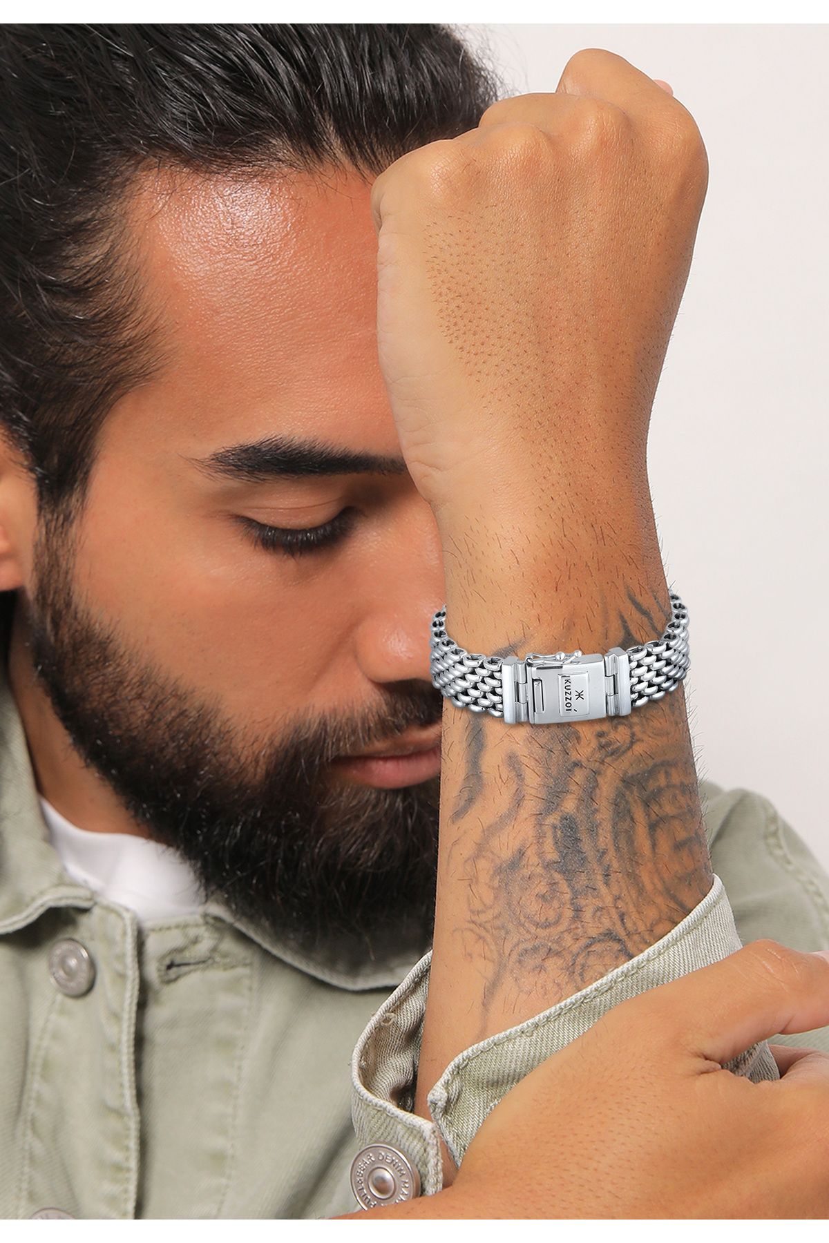 KUZZOI-Armband Herren Robuster Kastenverschluss 925 Sterling Silber 4