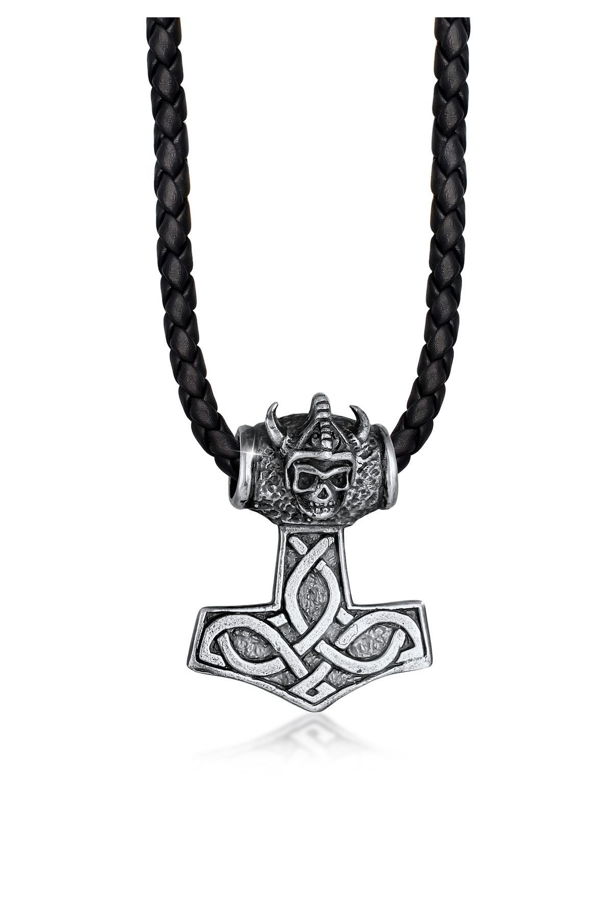 Silber Thors Trendyol Leder - Knoten Keltischer KUZZOI Hammer 925 Halskette