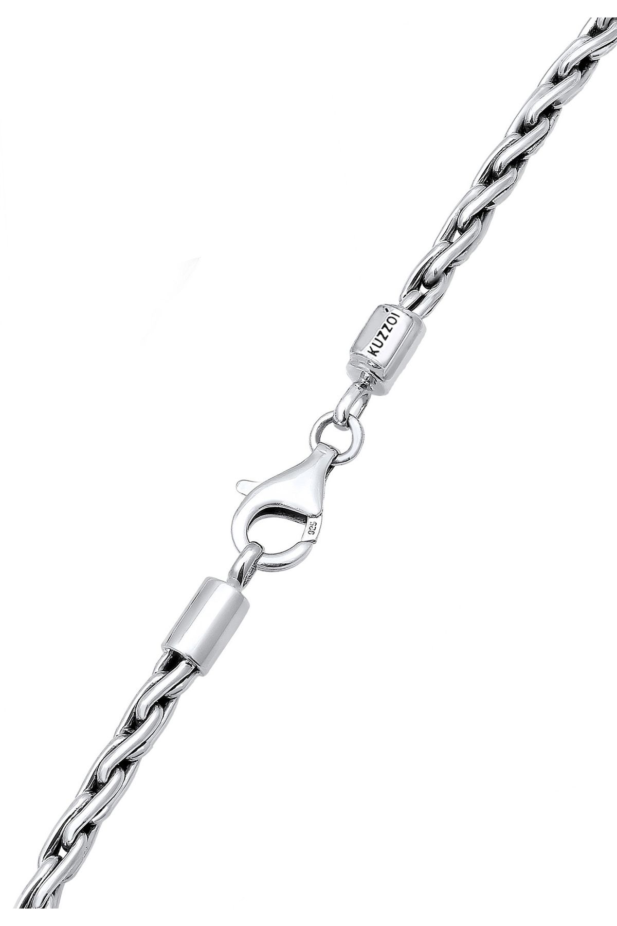 KUZZOI Halskette Herren 925 Silber Trendyol - Massiv Zopfkette Oxidiert