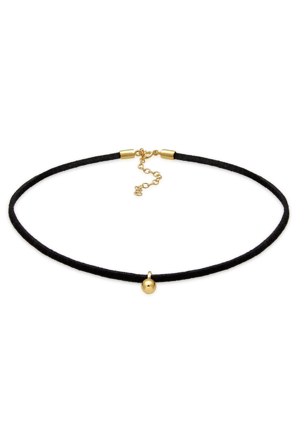 ELLI-Colier Choker negru din catifea - argint 925 cu finisaj auriu 1