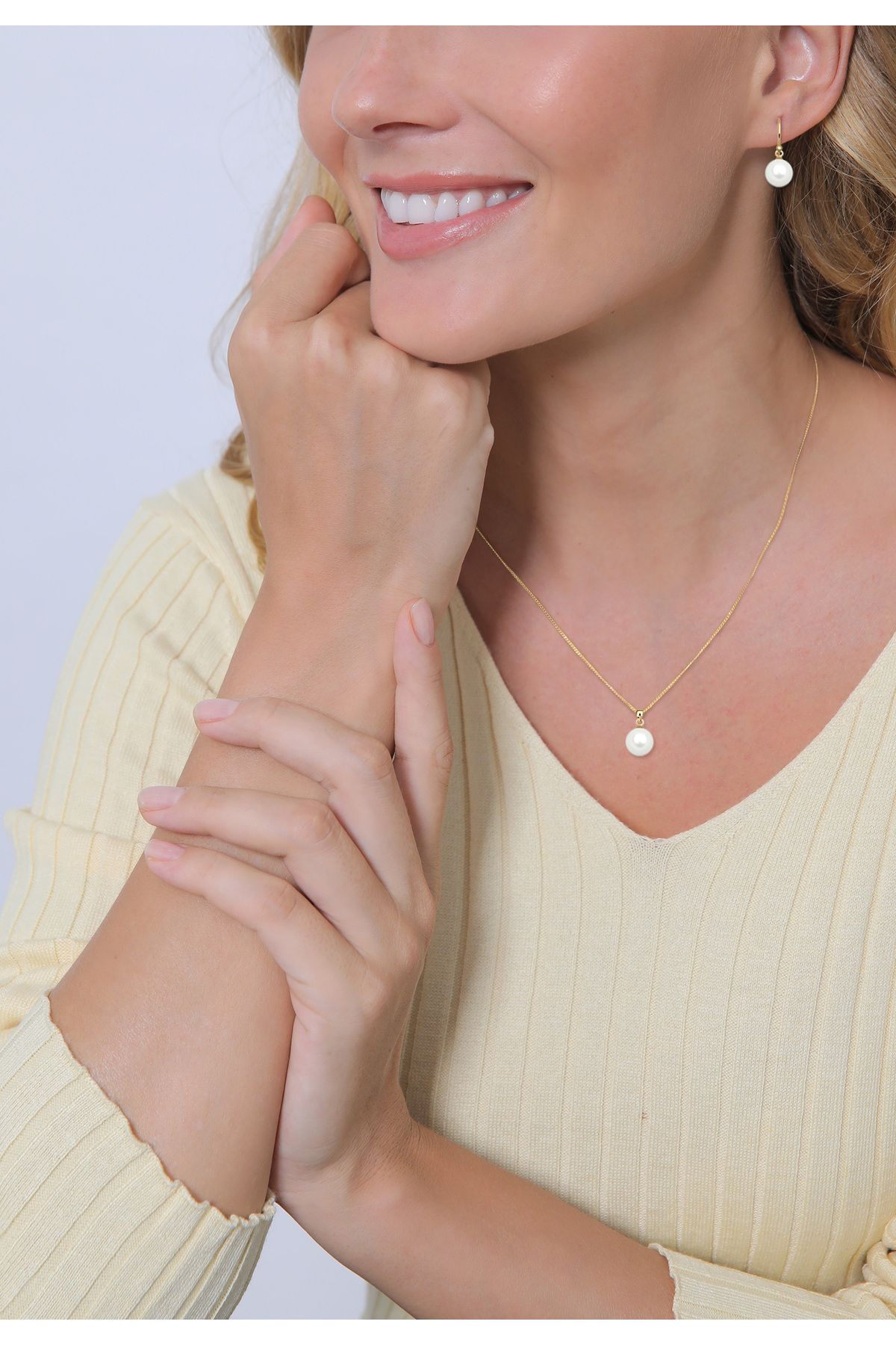 ELLI-Schmuckset Muschelkernperle 925 Ayar Gümüş Geschenkidee 5