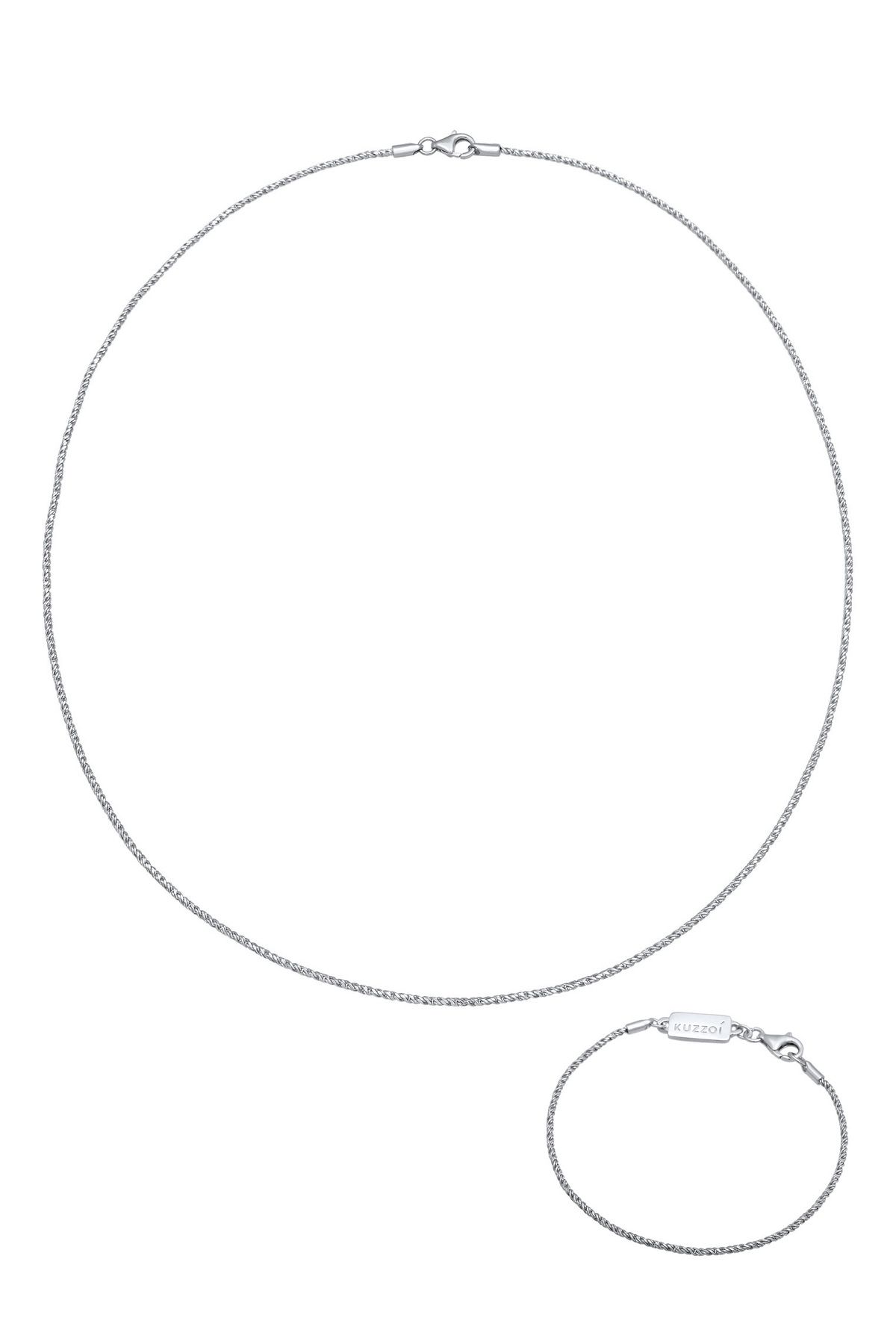 KUZZOI-Schmuckset Kette Kol Bandı Kordel Basic 925 Gümüş 2