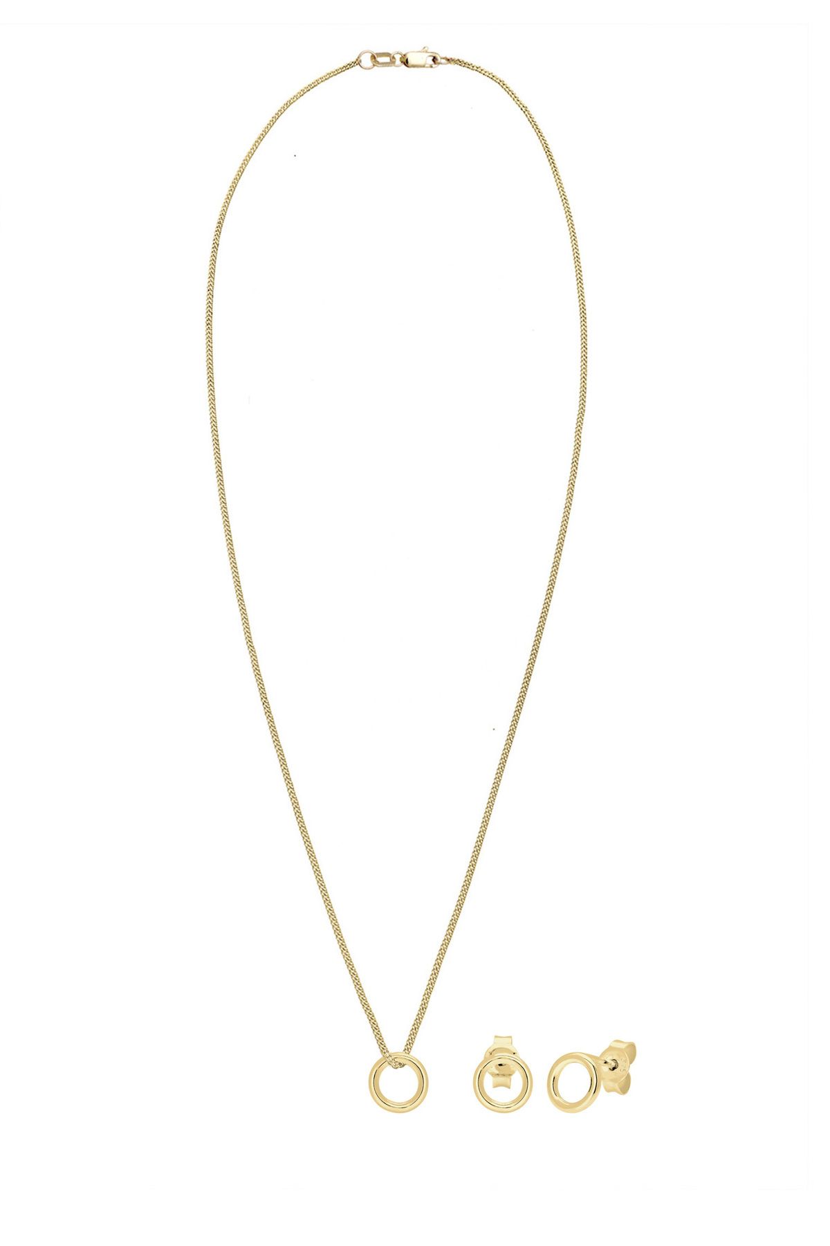 ELLI-Schmuckset Kette Ohrstecker Kreis Geo Basic 375 Gelbgold 3